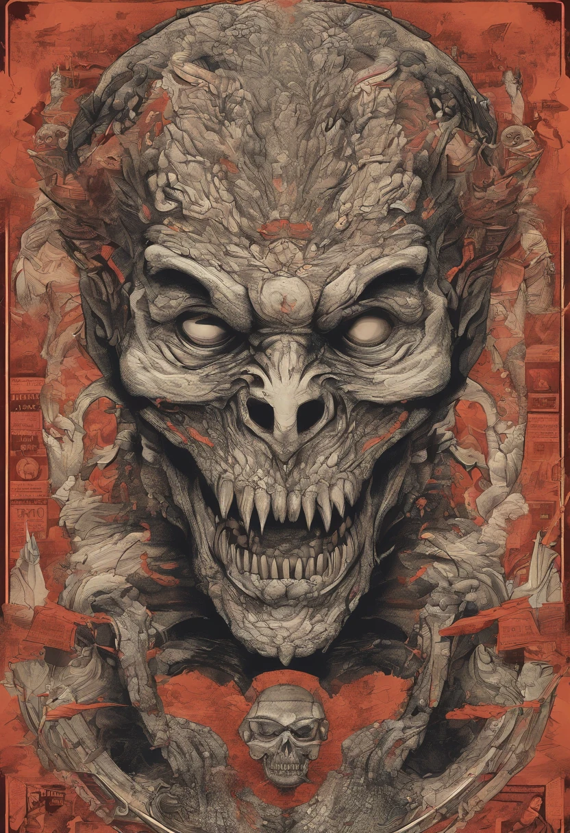 masterpiece, best quality, scary monster hurting humans