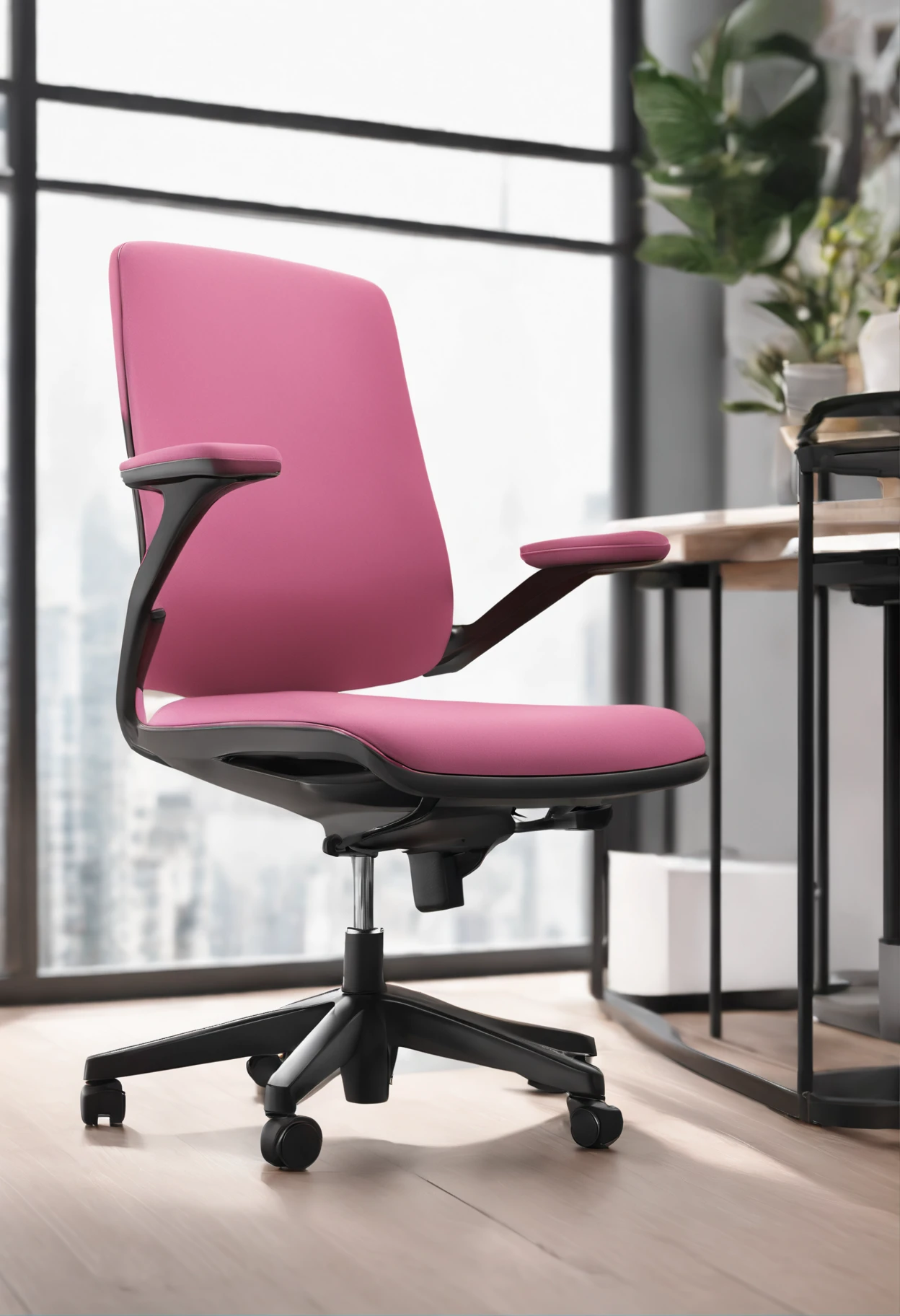 Drawing of pink office chair with black base,  furniture design, a chair, prop design, sketch illustratio, professional sketch, chair, industrial design concept, high quality sketch, Commercial illustration, futuristic product design, office furniture, Product design, product design concept, concept art h 8 0 0, design concept art, Classic product design, Ergonomic