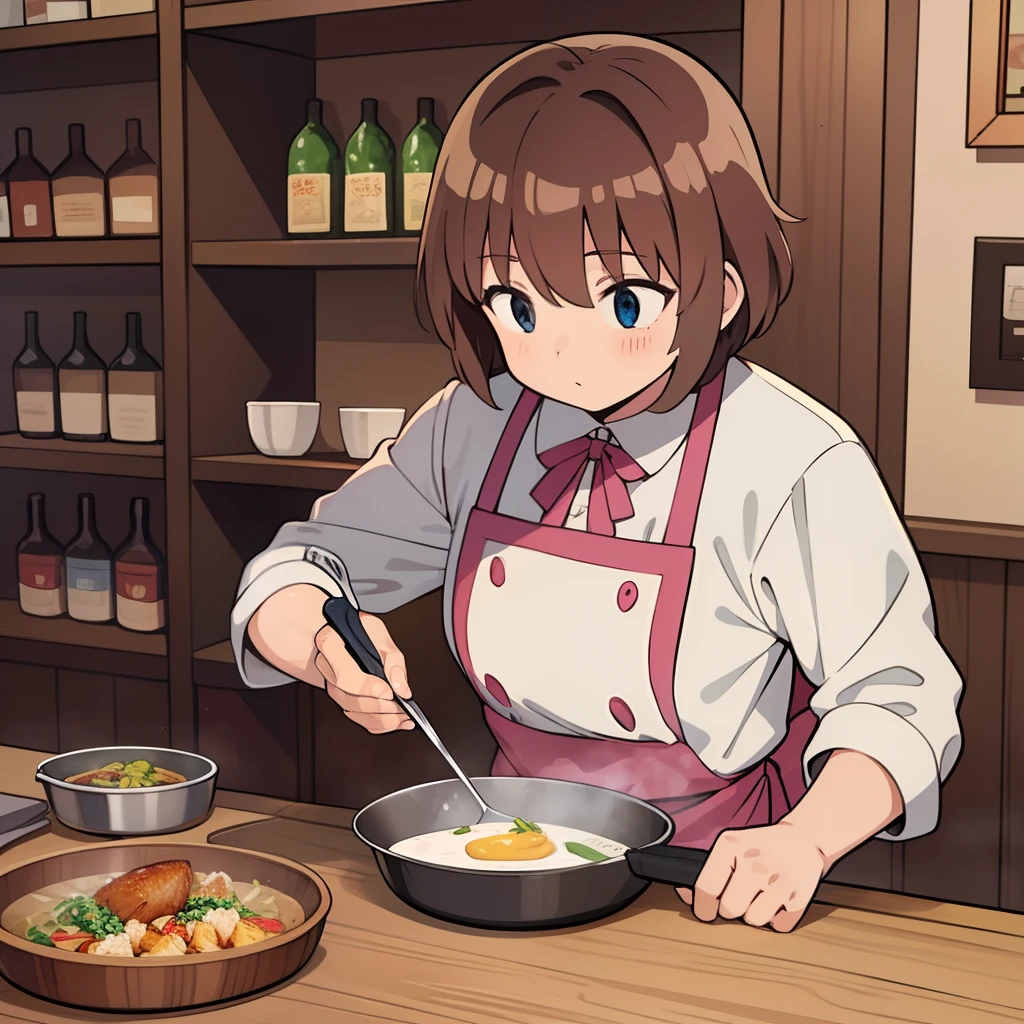 8K，simple line，style of anime，1990s comic book style，Great cook，Restaurant cooking