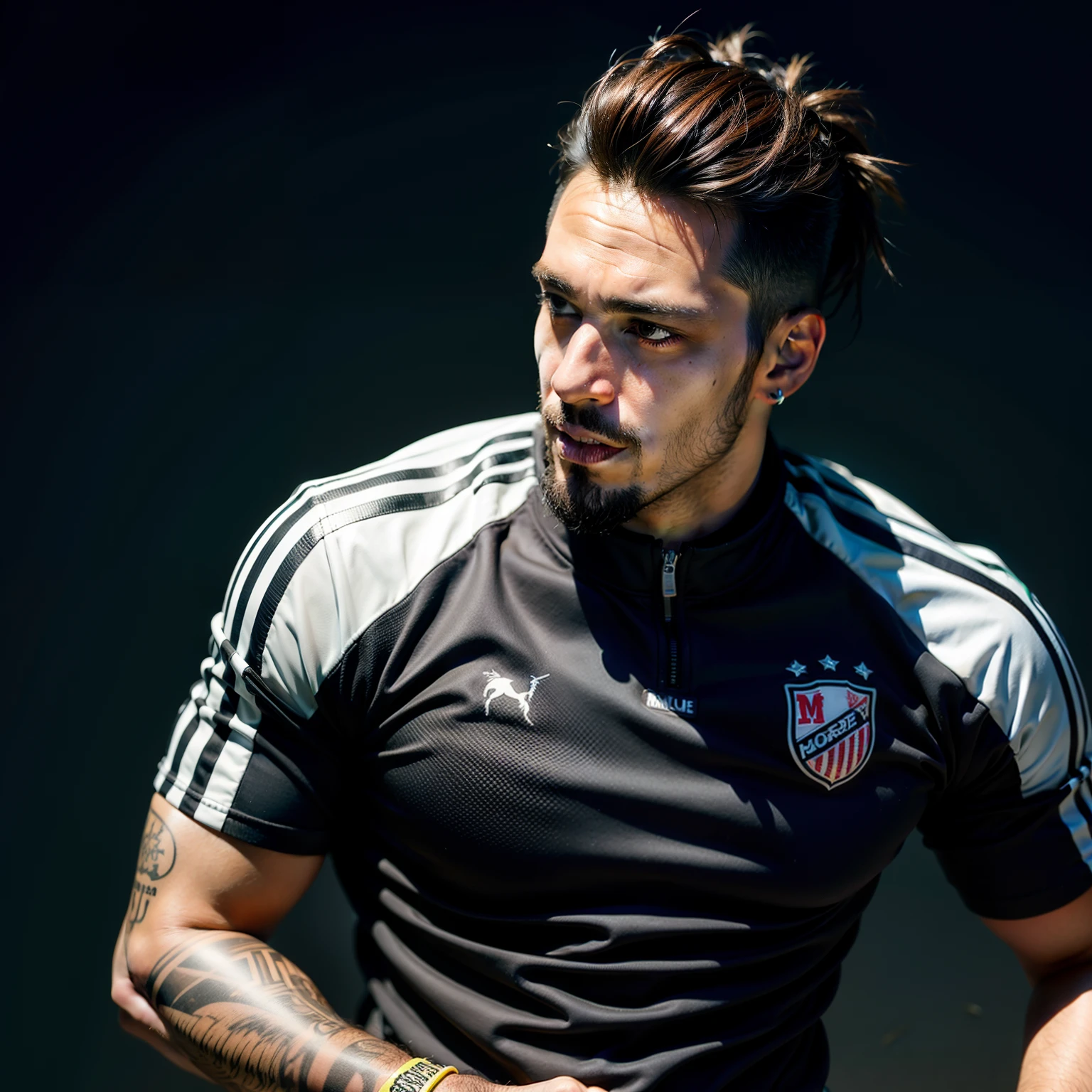 Homem Soccer Player negro, Big mohawk, goatee