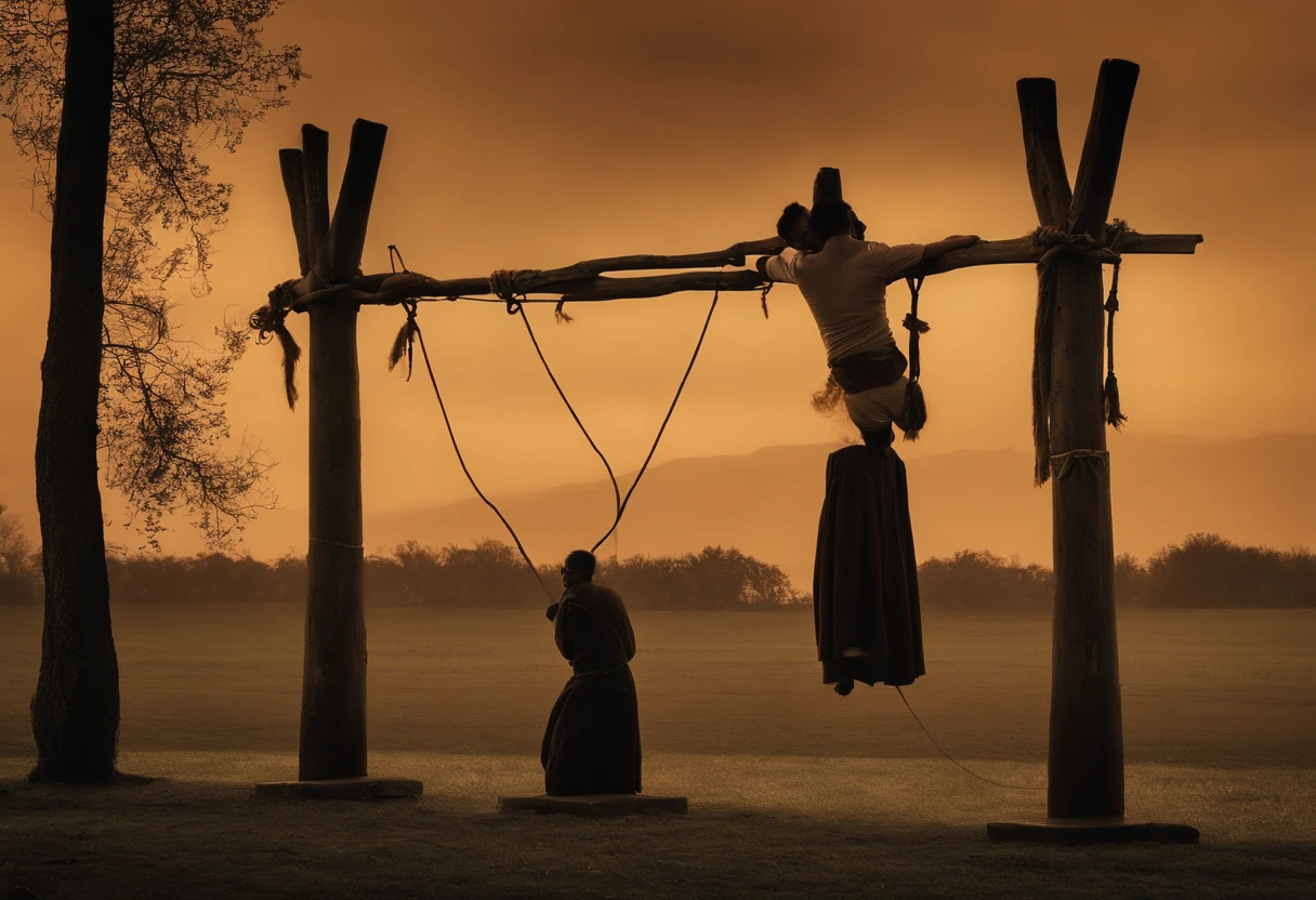 Three men were tied up on poles in 1999. C.professor. 1553.