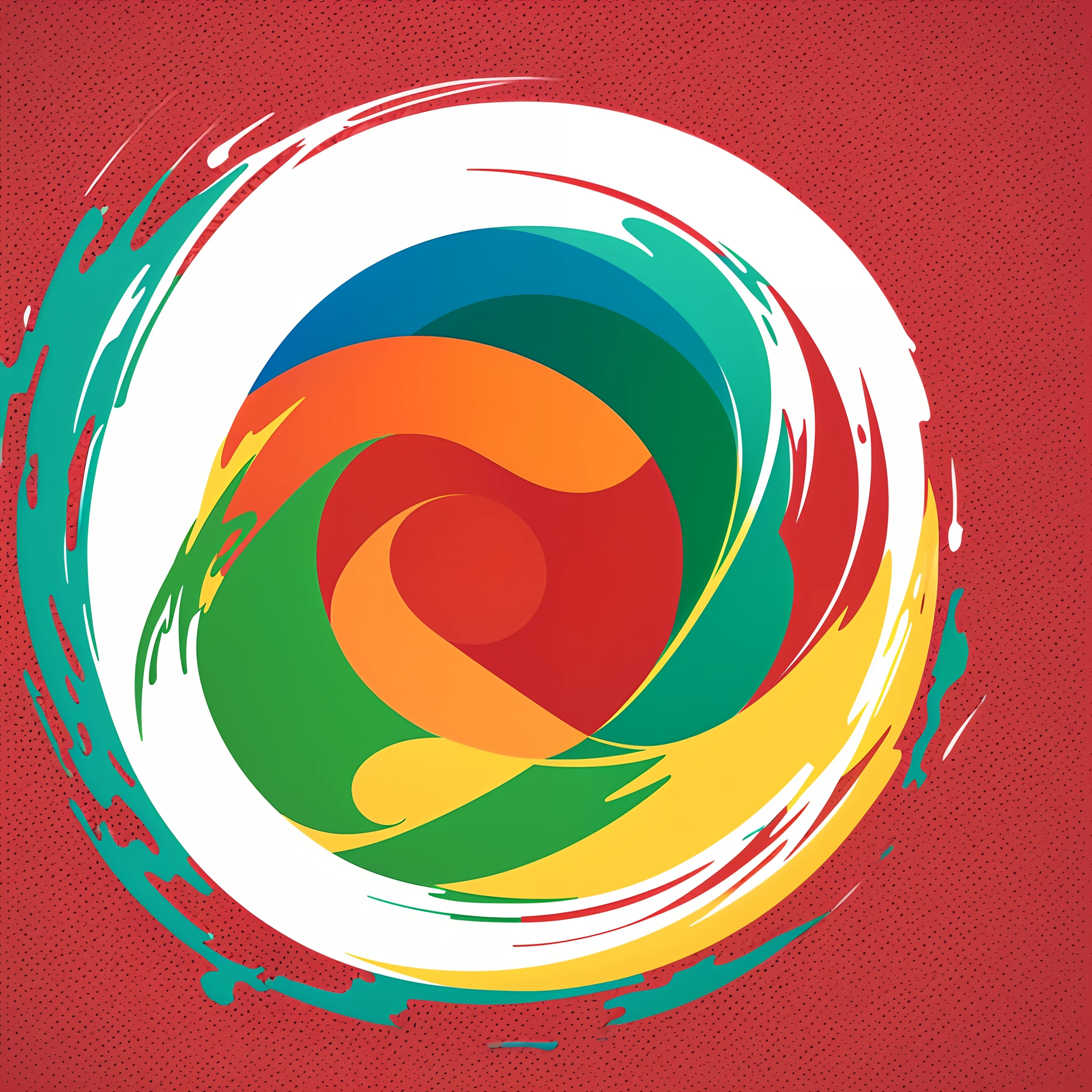 a simple circle logo on colors red, blue, yellow and green, with water and waves, T-shirt design, vector art, fantasy art, digital painting, clean white background, 8K, ArtStation effect, 1:1 --auto --s2