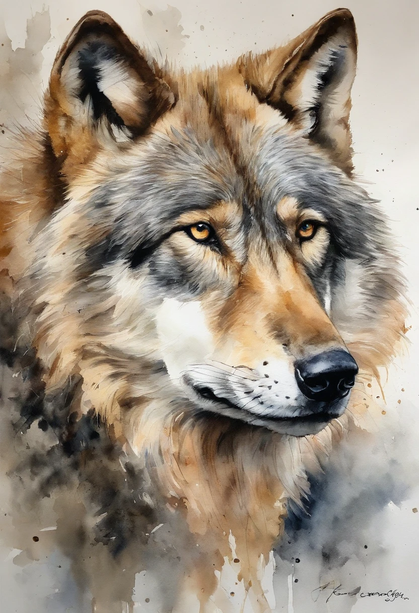 tmasterpiece, highly quality, (Regarder le spectateur), 1 loup,Less detailed,La couleur est monotone,corps entieresbienne