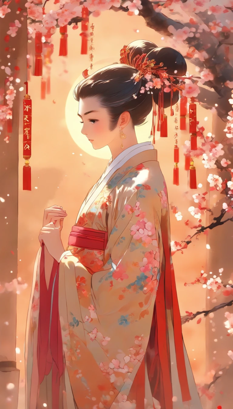 China-style,Chinese ink style,Smudge,clubs,Hanfu beauty standing among plum blossoms,中景 the scene is,Full body like, highly detailed surreal vfx,China ink painting,oc rendered, - AR 16:9 --q 2 --s 1000