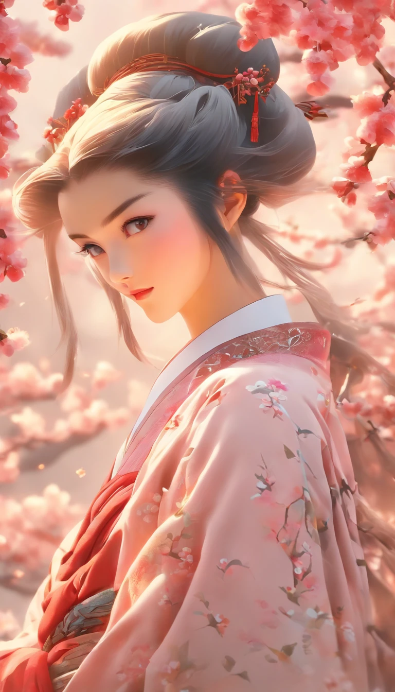 China-style,Chinese ink style,Smudge,clubs,Hanfu beauty standing among plum blossoms,中景 the scene is,Full body like, highly detailed surreal vfx,China ink painting,oc rendered, - AR 16:9 --q 2 --s 1000