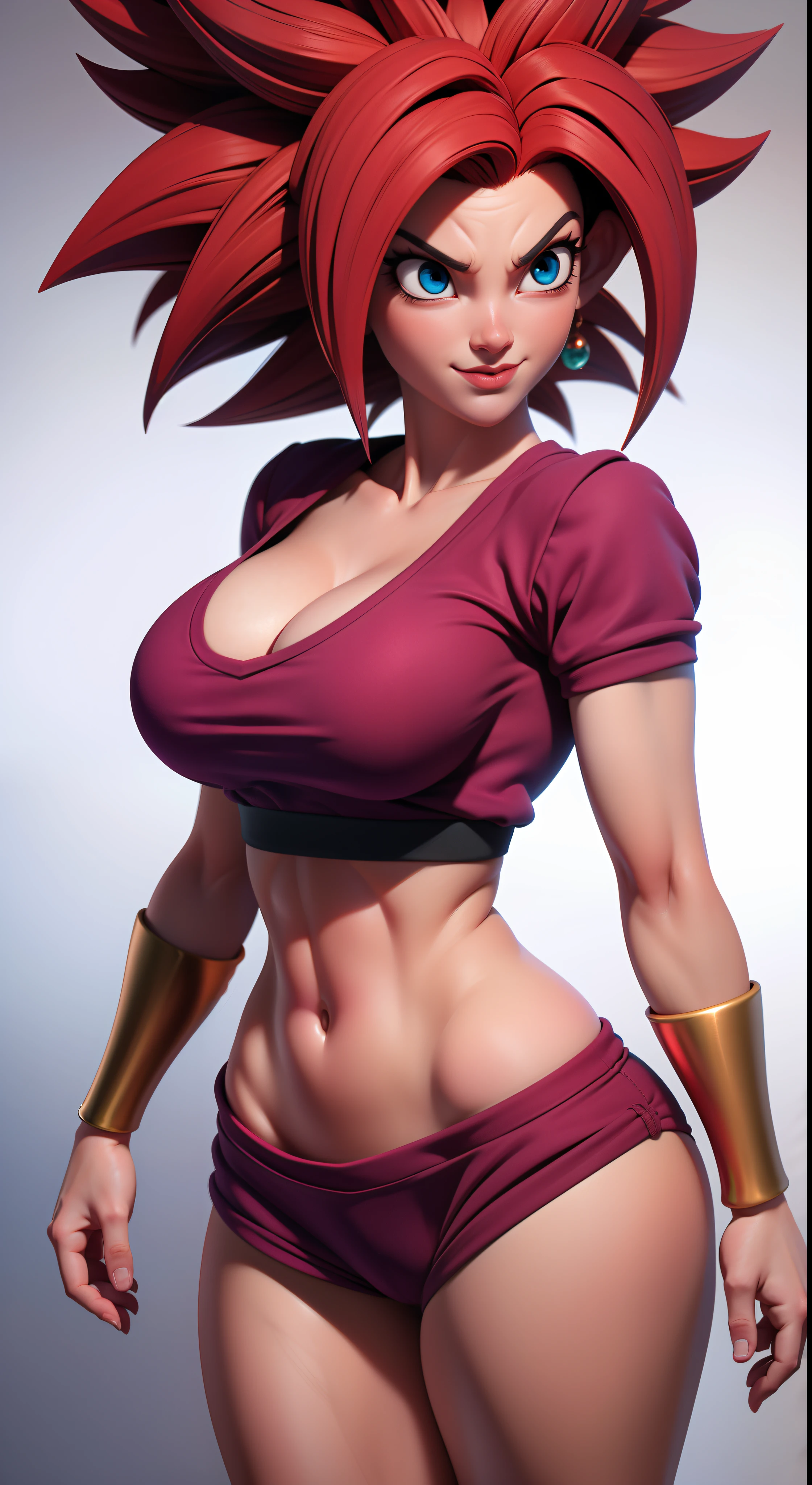 ((masterpiece)), ((proportion Aurea)), ((Dynamic)), ((natural)) ((best quality)), ((ultra-detalhado)), ((kefla dragon ball super)), {1mulher}, {red hair}, {super sayajin}, {style dragon ball super character}, olhos pratas, {{sexy}}, seios grandes , (roupa casual), {pubic_tatuagem, tatuagem brilhante}, {{anatomia perfeita}}, {{scenecy: jardim fantasy}}, {fundo com desfoque}, mudo, Bottom-up view, perfeito:1.2
