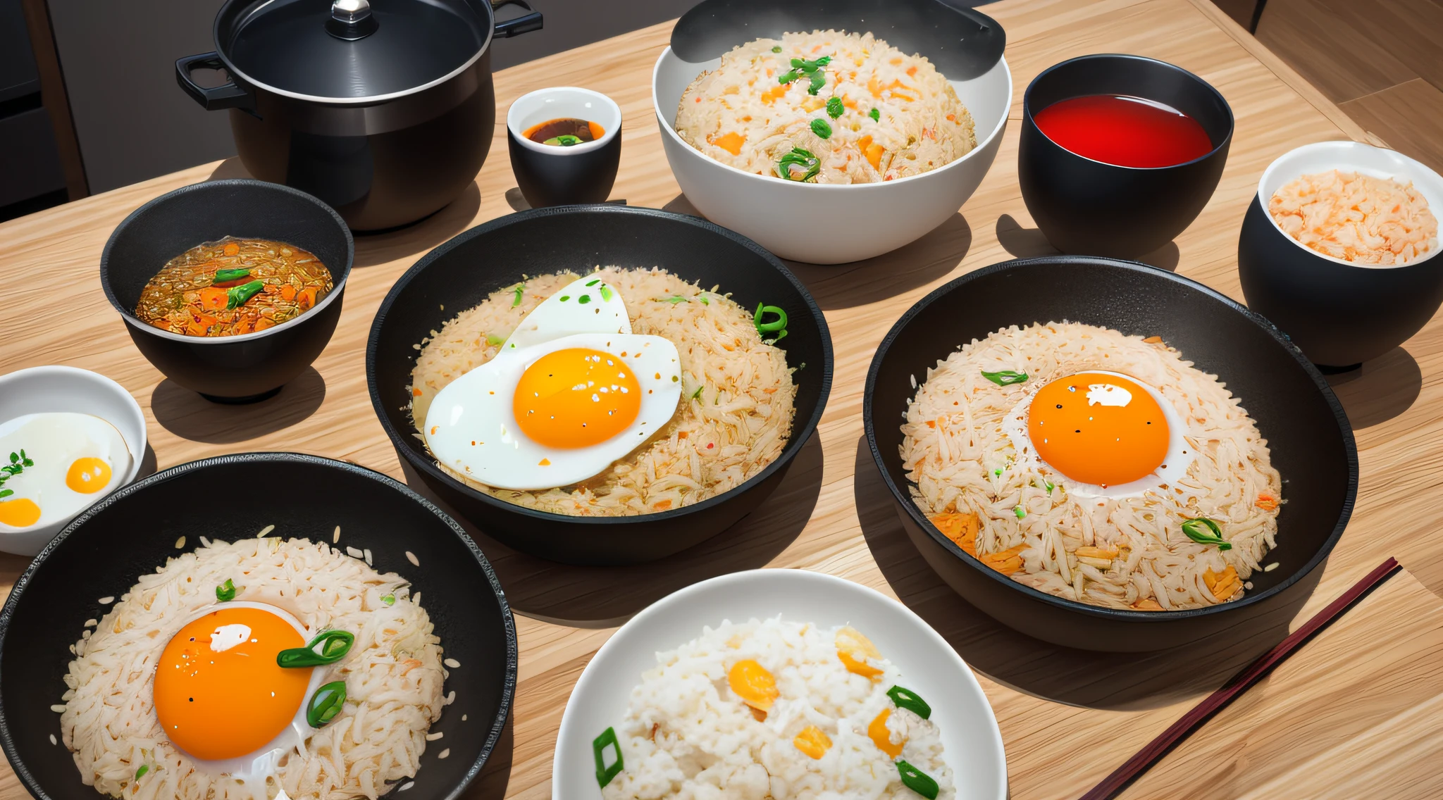 Ultra-detailed 8k RAW photos, Chinese fried rice, A pair of chopsticks, Egg, steams,drinks,Weight