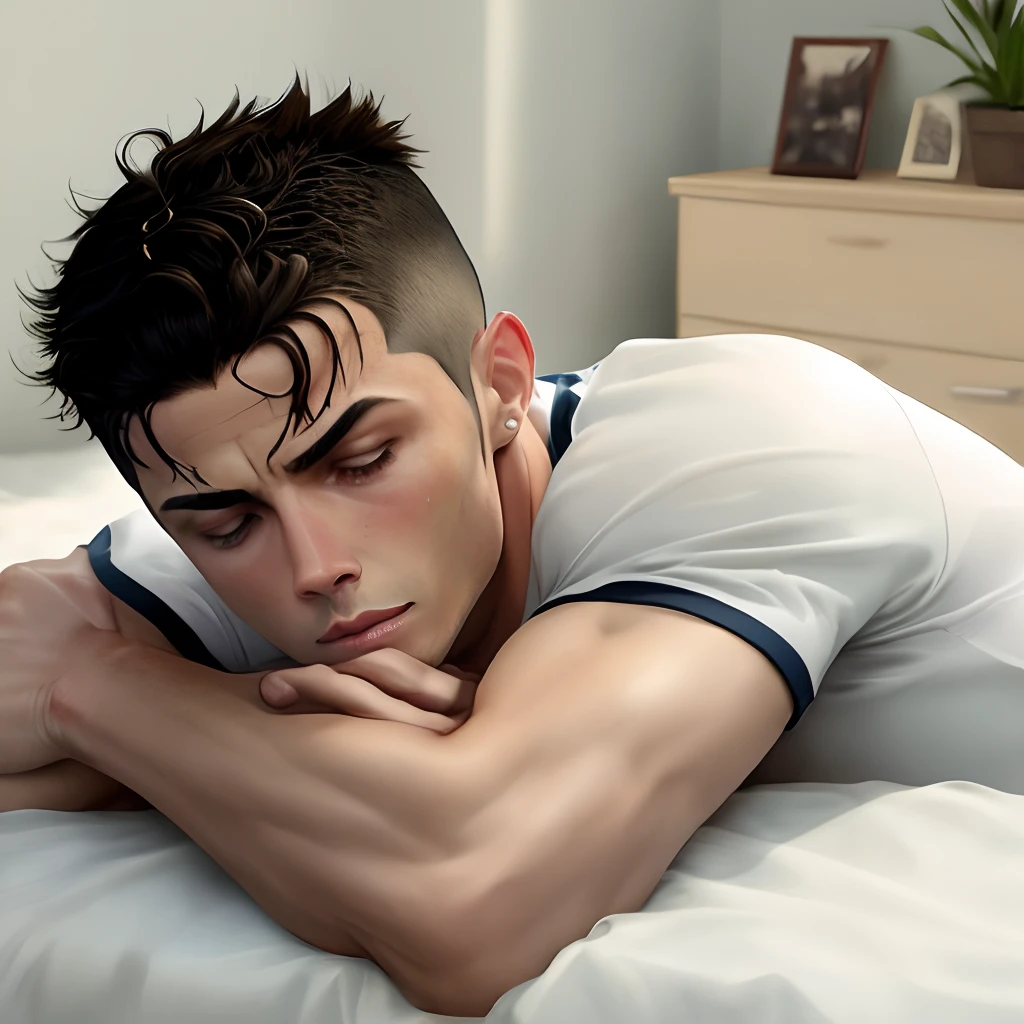 1 Cristiano Ronaldo become lazy and very weak and laying on bed. Clear details