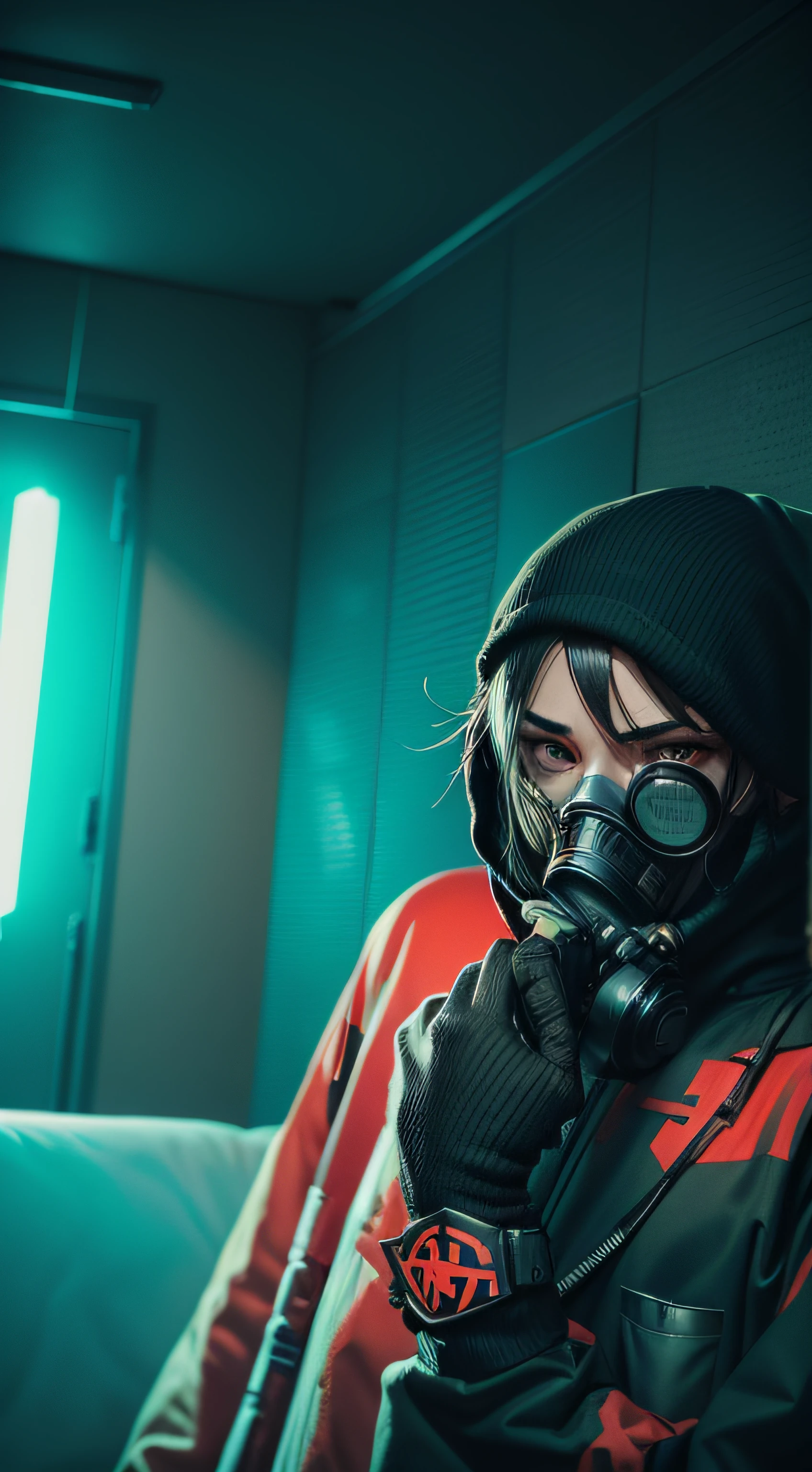 there is a man in a gas mask holding a gun, Fotografia de um homem techwear, shooting it into a building, wearing japanese techwear, cena em chamas ao fundo, inspirado em Leng Mei, holding flamethrower, usando streetwear cyberpunk, Anime metralhadora de fogo, fire!! corpo inteiro, fogo reak vida real, vestindo roupas espaciais, Ela tem poderes de fogo