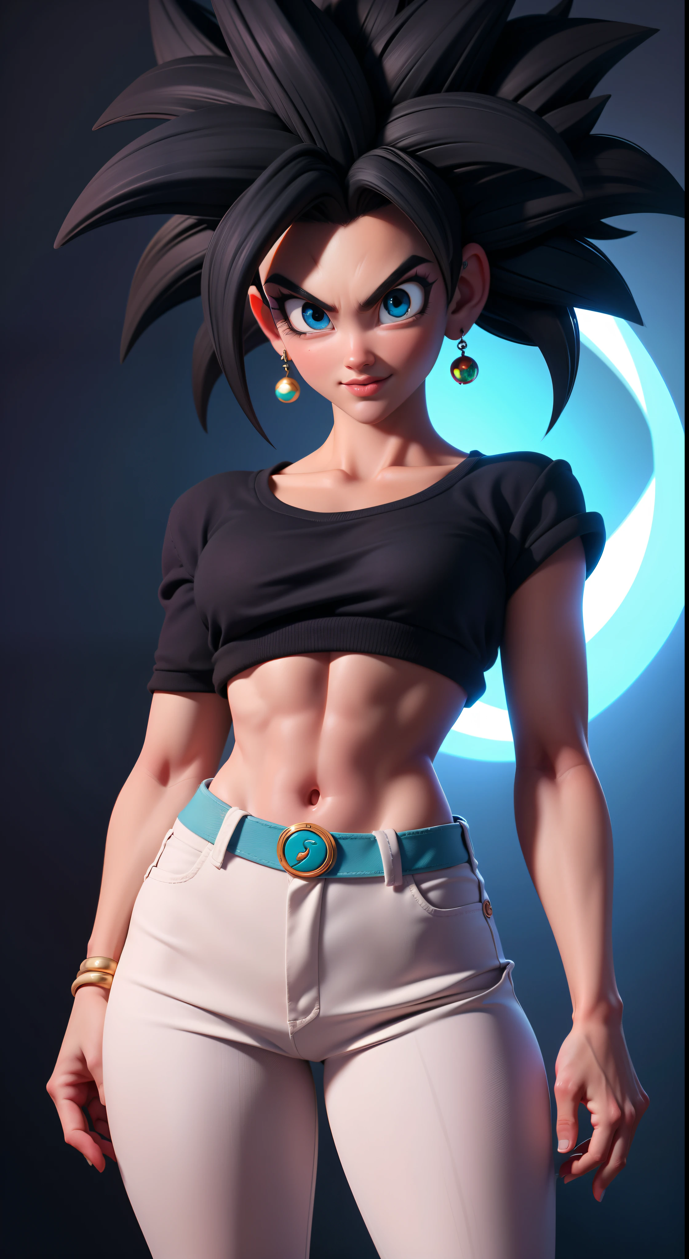 ((masterpiece)), ((proportion Aurea)), ((Dynamic)), ((natural)) ((best quality)), ((ultra-detalhado)), ((kefla dragon ball super)), {1mulher}, {black hair}, {super sayajin 4}, {style dragon ball super character}, olhos azuis, {{sexy}}, seios grandes , (roupa casual), {pubic_tatuagem, tatuagem brilhante}, {{anatomia perfeita}}, {{scenecy: jardim fantasy}}, {fundo com desfoque}, mudo, Bottom-up view, perfeito:1.2