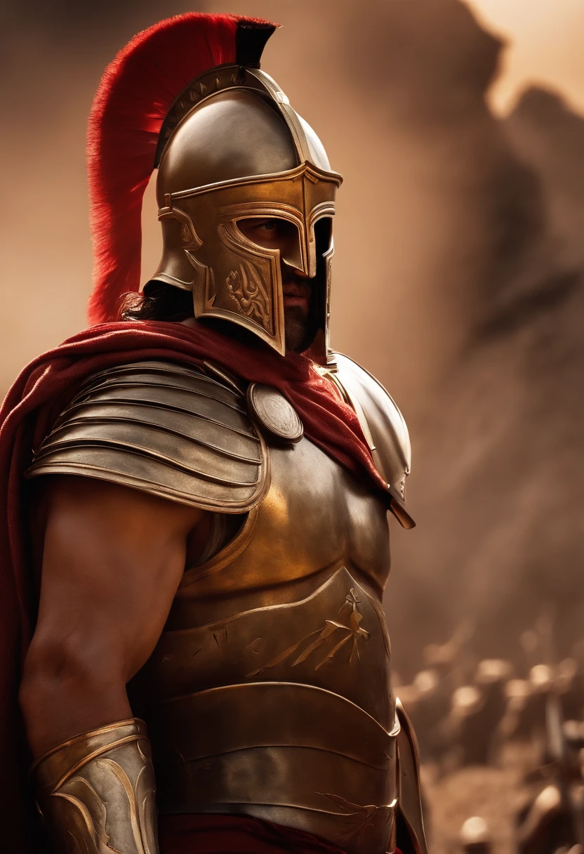spartan warrior, dying on battlefield , bloody armor, epic, 8k, The year is 480 BCE, and the Persian Empire, led by King Xerxes I, has set its sights on conquering Greece. Standing in their way is a small force of Greek soldiers, led by the fearless King Leonidas I of Sparta. Let’s imagine an alternative scenario where Leonidas chooses a different strategy.