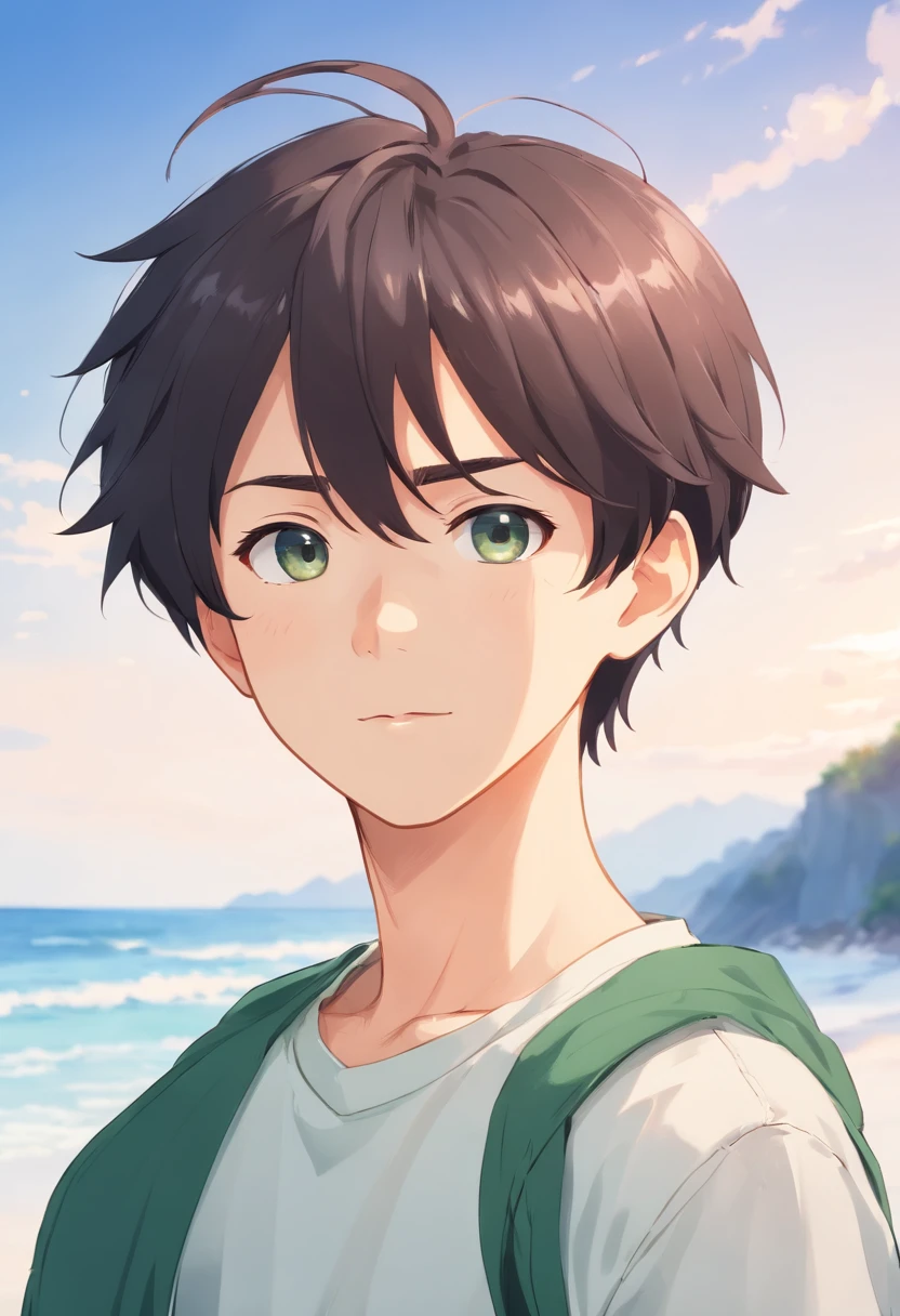 portrait of a cute boy, white background
