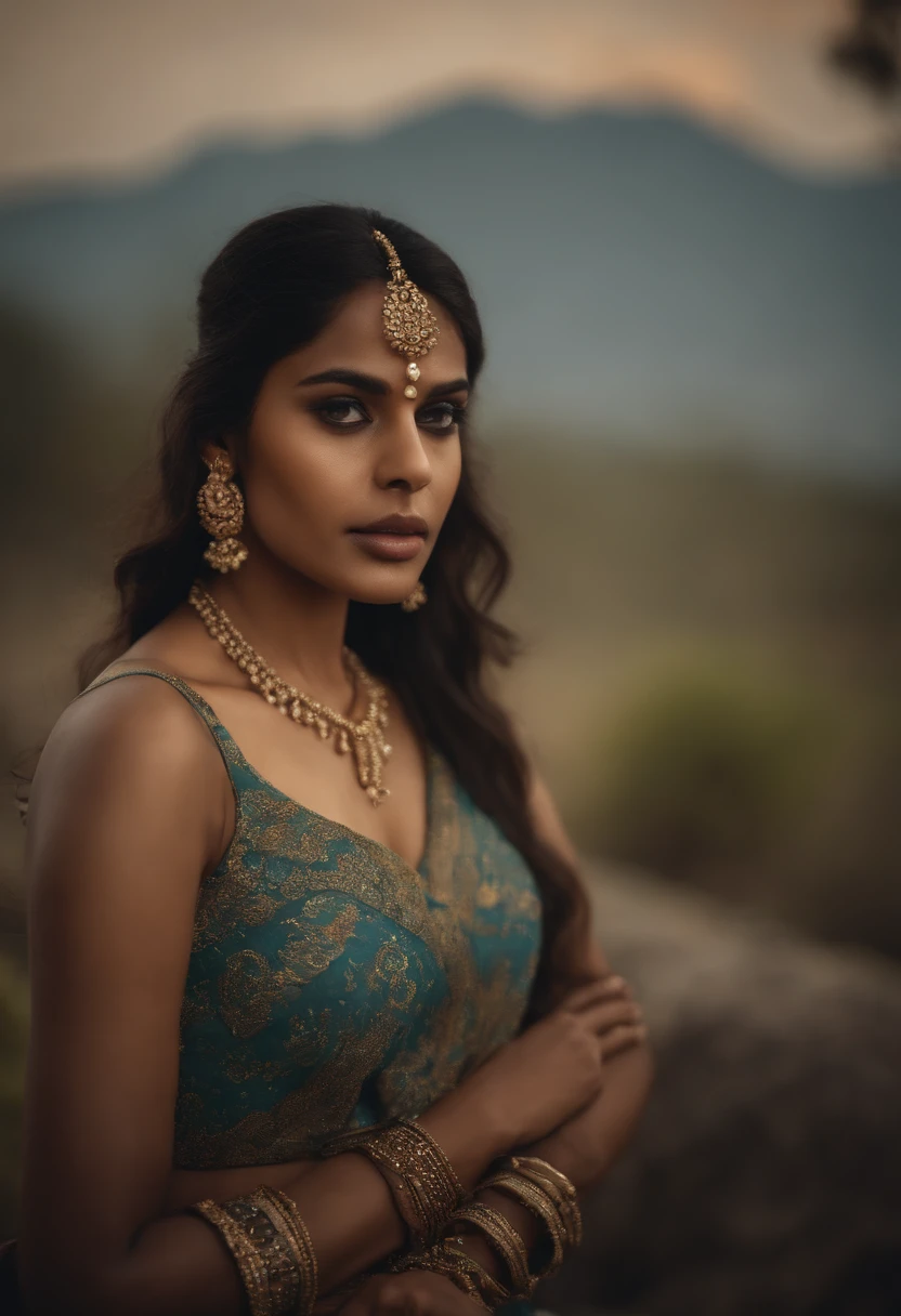 sexy indian girl in public , looking into camera with seductive look
