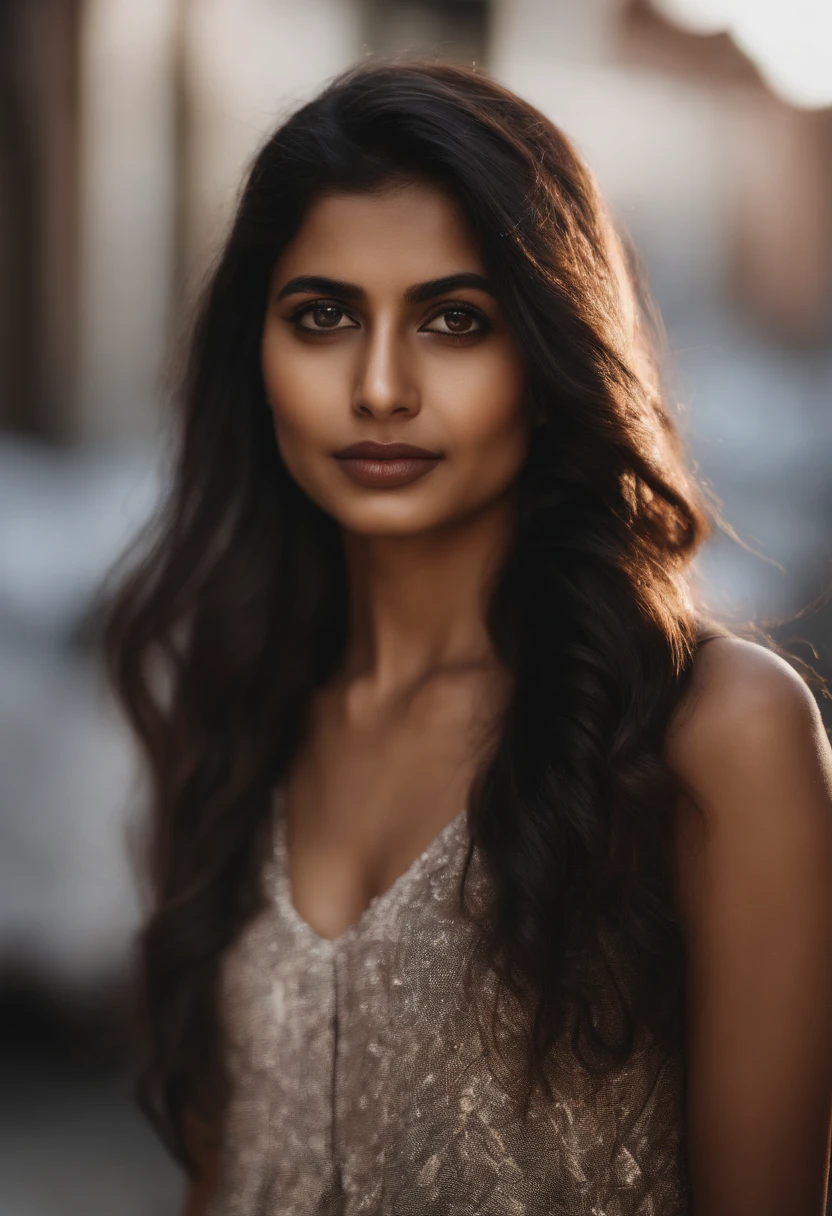 sexy indian girl  in public , facing towards camera with seductive look