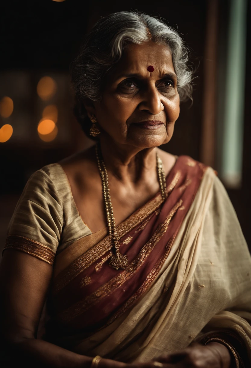 Granny in saree showing cleavage