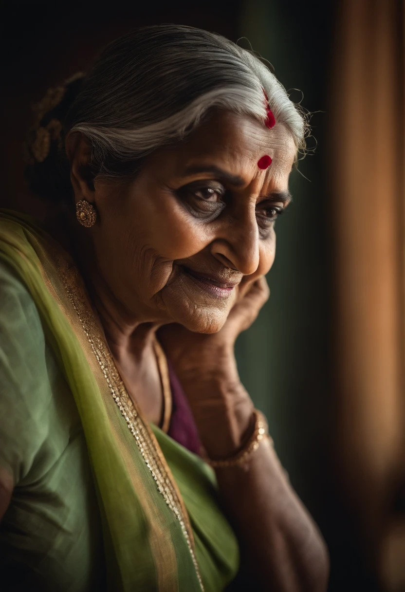 Granny showing cleavage in saree