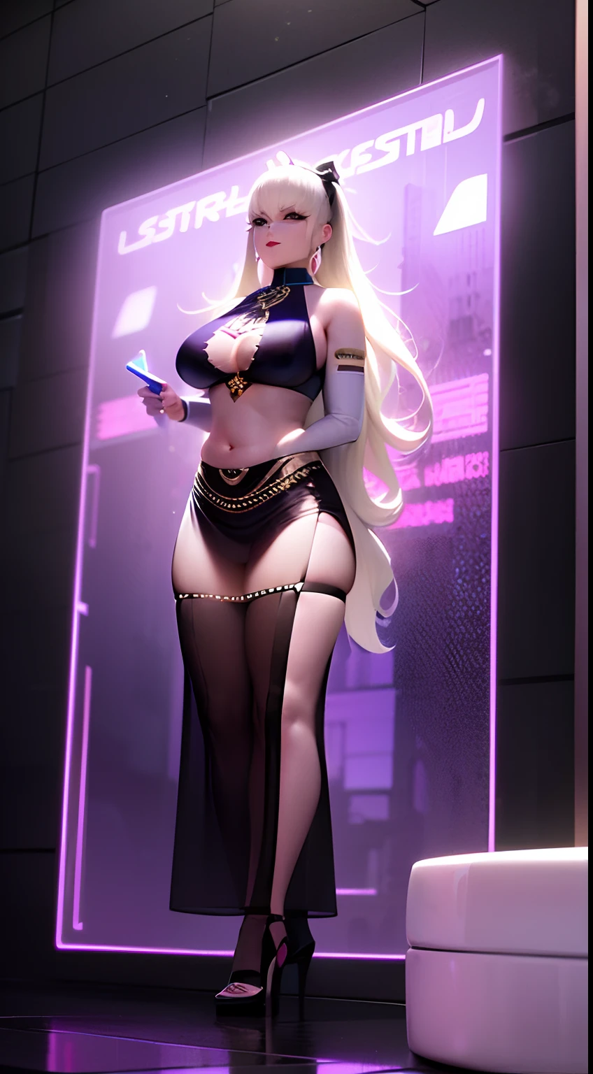 ((best quality)), ((master part)), (altamente detalhado: 1.3), ..........3d, NeonNoir, NSFW, Cyberpunk, cabelos ciano, bellydancer, Futuristic belly dancer, Cyberpunk Belly Dancer, long belly dance dress, neon clothes, roupas transparentes, cara lasciva, PURPLE NEON MONITOR LIGHT, GREEN NEON SIGNS ON THE WALL,