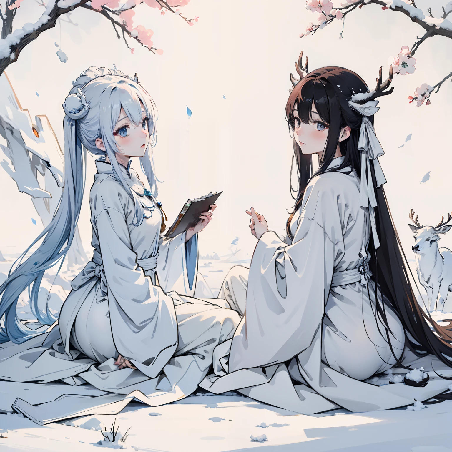 Ice and snow deer that come leisurely, The pure white body realizes the ice wonderland, Yan Jun changed the wind, Exhale white air in transparent air, Together with the ethereal trees, it forms a fantastic sight, High-quality CG paints a spectacular picture, The character design is perfect and detailed, The curves are great, And the whole scene is more like the outer world under the blessing of the depth of field effect.