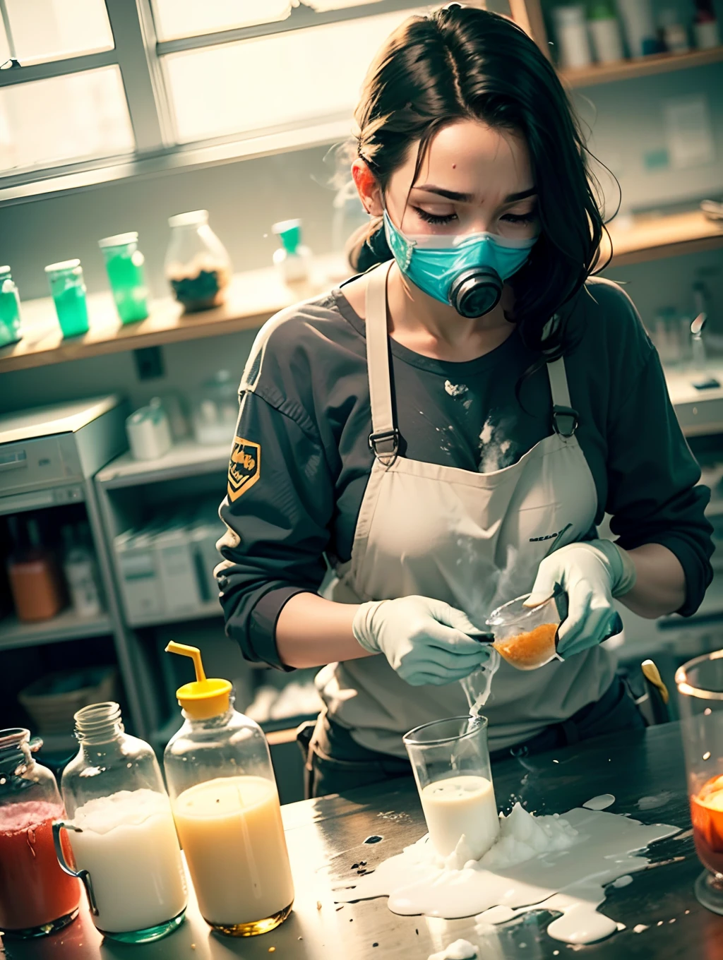 People who don't exactly know what they're doing in the lab. Creates a lot of smoke, fluids, and glass containers. Sometimes you get foam bubble and other chemical reactions. --auto --s2