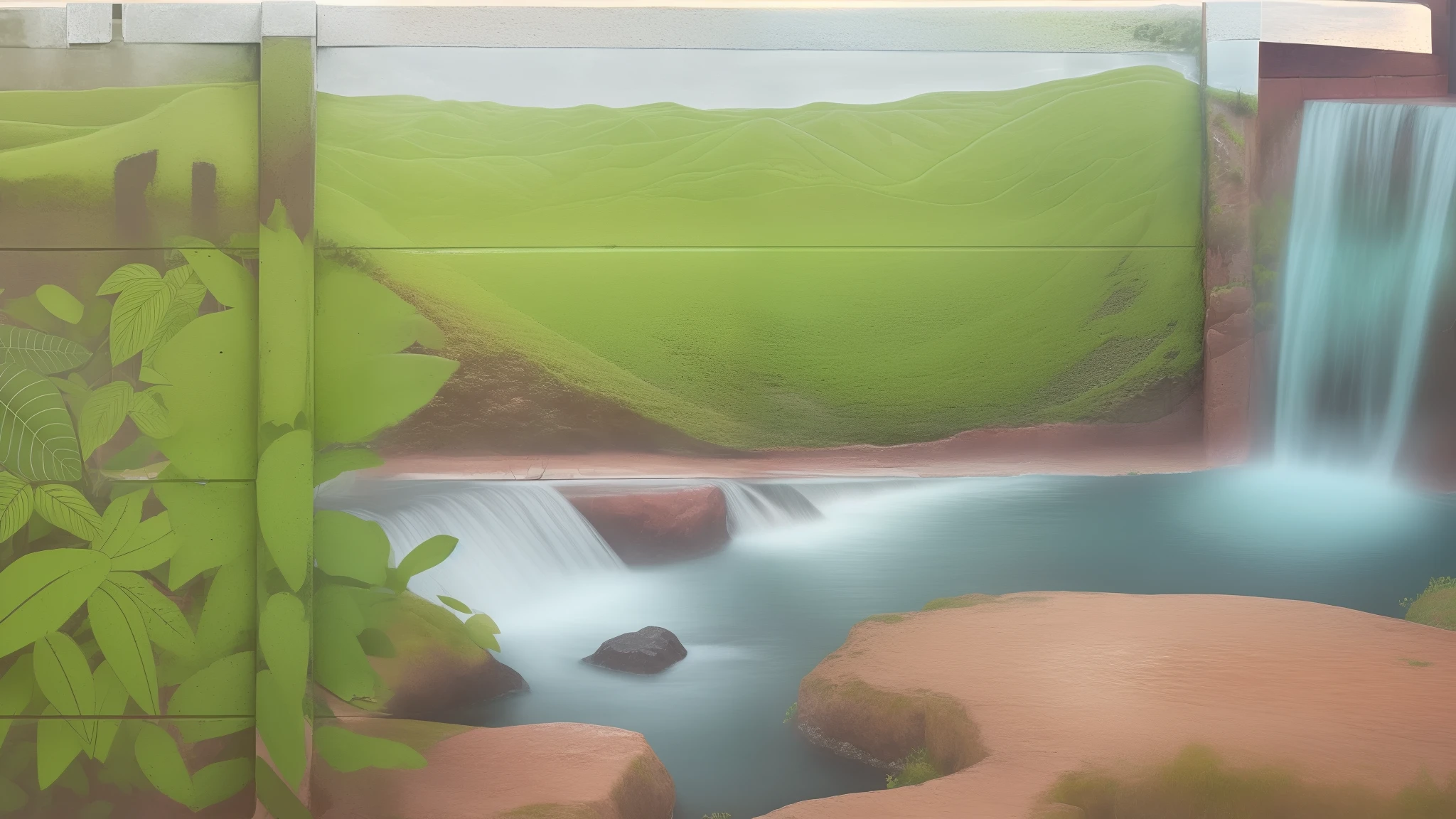 cascada y laguna, bien detallado, alta definicion, bien iluminado, 4k, hd,