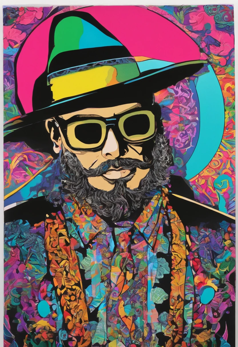 a painting of a man in black glasses wearing a hat, trending on art station, Dress with Gothic style clothes, detailed hyper-realistic rendering, Mafia gang member, estilo de rua, Pose intimidadora, roupas com moda, Samurai Urbano, miau, West Slavic features, 8 1 5, Animacoes