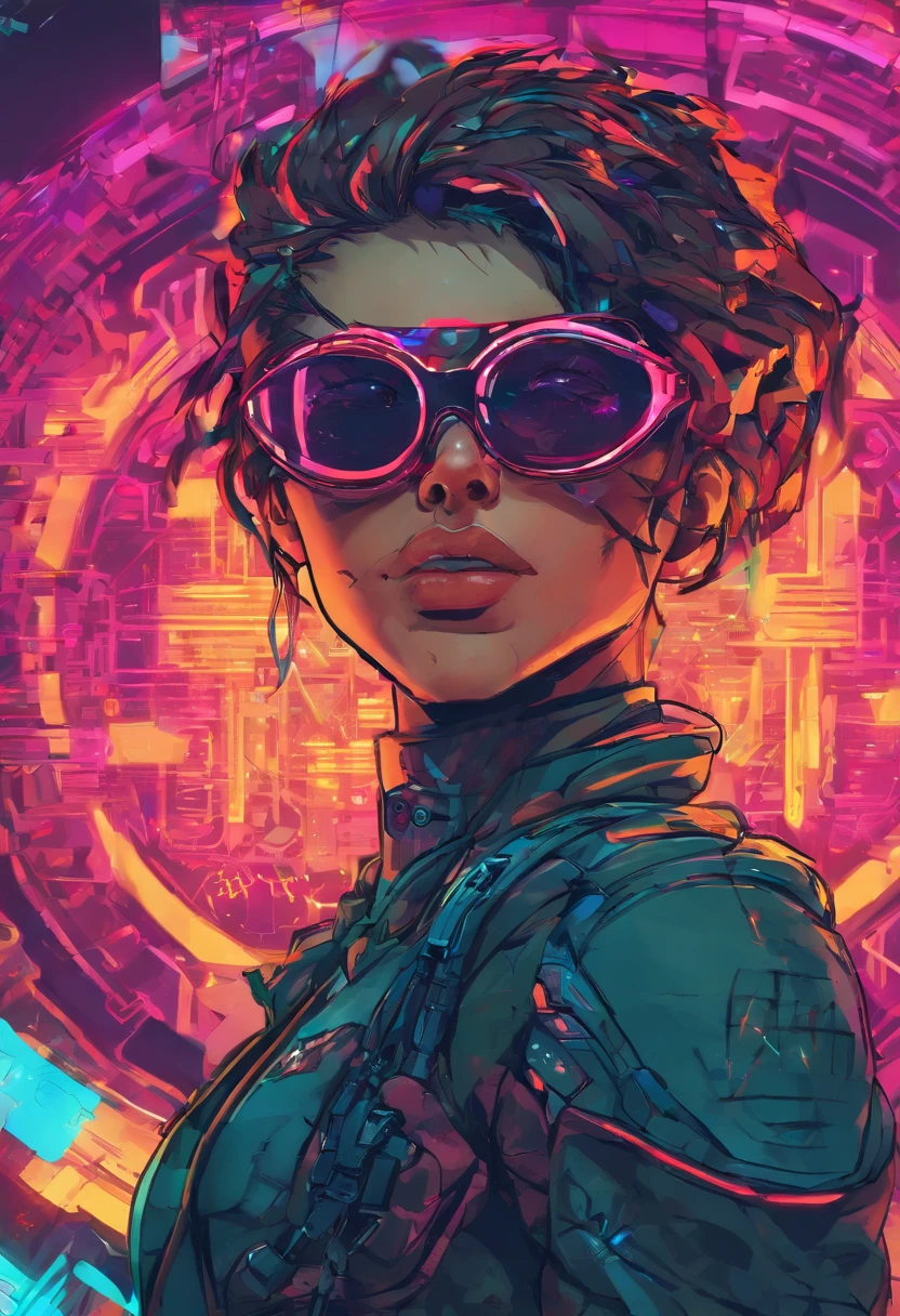 snthwve style nvinkpunk close up portrait of a punk woman, punk rock, roller derby, tank girl, bubblegum, edgy, dangerous, high detailed, 8k, by jeremy mann, by sandra chevrier, by dave mckean and richard avedon and maciej kuciara