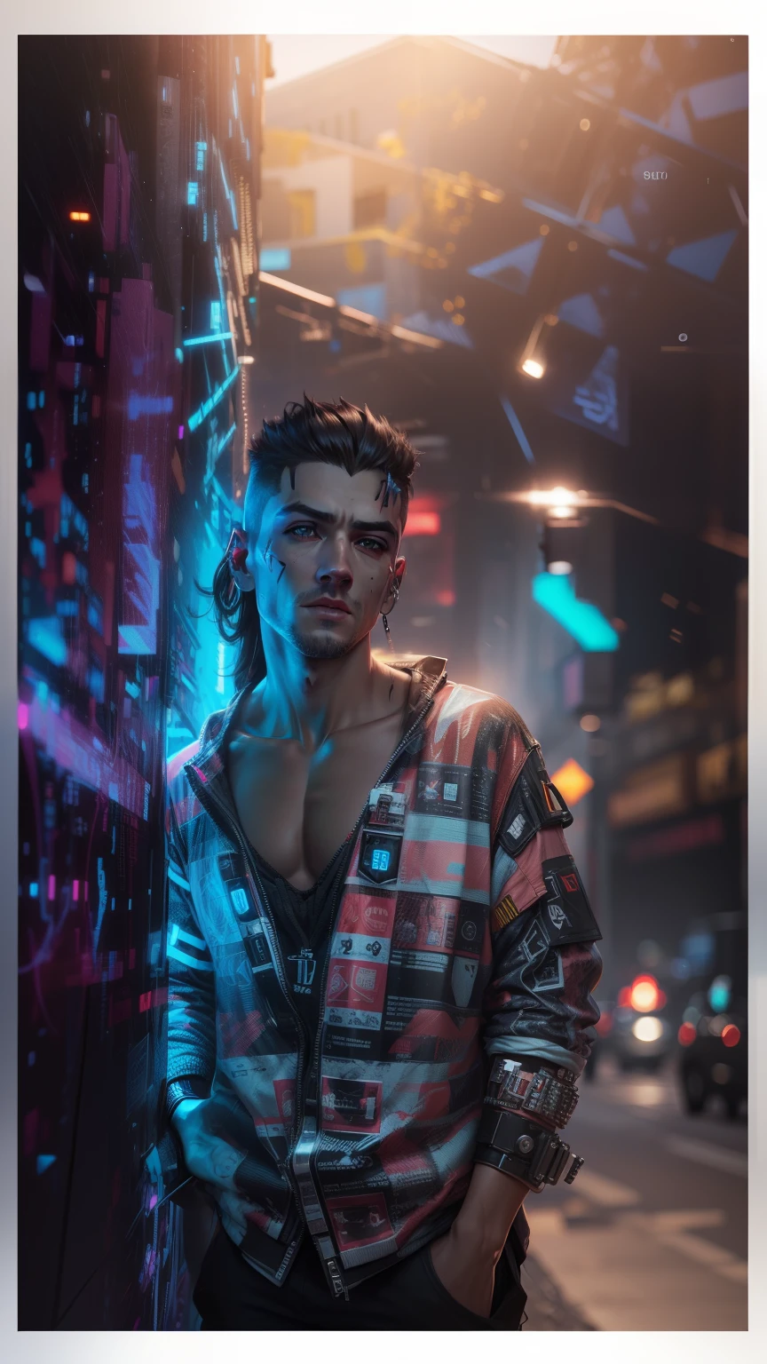 handsome resolution 8k realistic face Cyberpunk.Background change, real face,