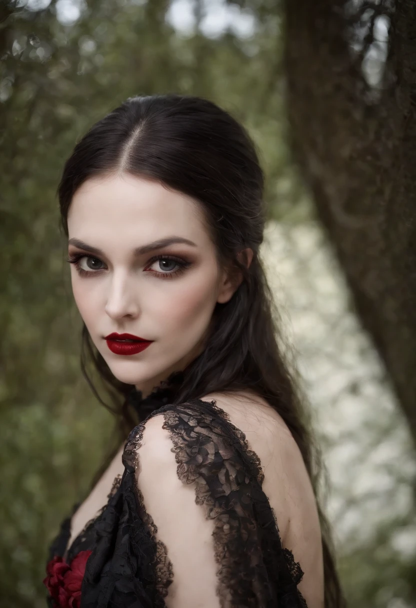 1 Vampiros, (female:0.8), presas venenosas, sangue, Bites on the neck, pale skin, olhos intensos, seductiveexpression, (gotejamento de sangue:1.2), (erotic atmosphere:1.3), Cabelos escuros, long flowing hair, (Vestido de renda preto:1.2), (ombros cortados:0.9), (espartilho vermelho:1.1), (roupas rasgadas:0.8), (pose sedutora:1.2), (Gemendo:1.4), (luar:1.3), (gothic ambient:1.2), (fundo assombroso:1.1), (Levantar uma perna:1.2), (bright lips:0.9), (Sussurre docemente:1.2), (sensual lighting:1.3), (unhas compridas:1.1), (atmosfera pesada:1.2), (Um toque persistente:1.3), (erotic tension:1.4).