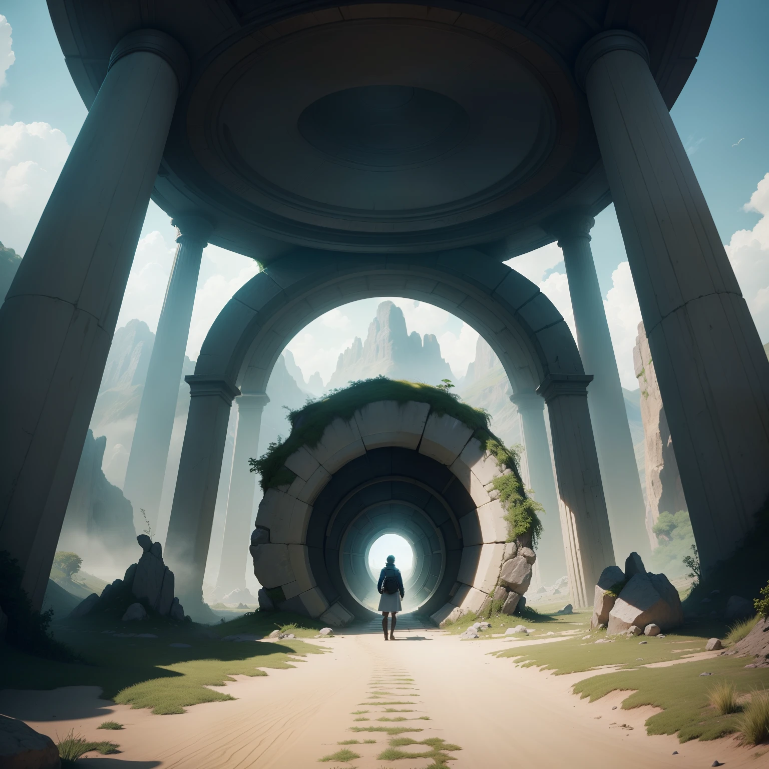 "Create a story prompt where a traveler accidentally steps through a mysterious portal, leading them to an unexpected and misjourneyed destination. Describe the bizarre landscape, peculiar creatures, and the traveler's emotions as they attempt to find their way back home."