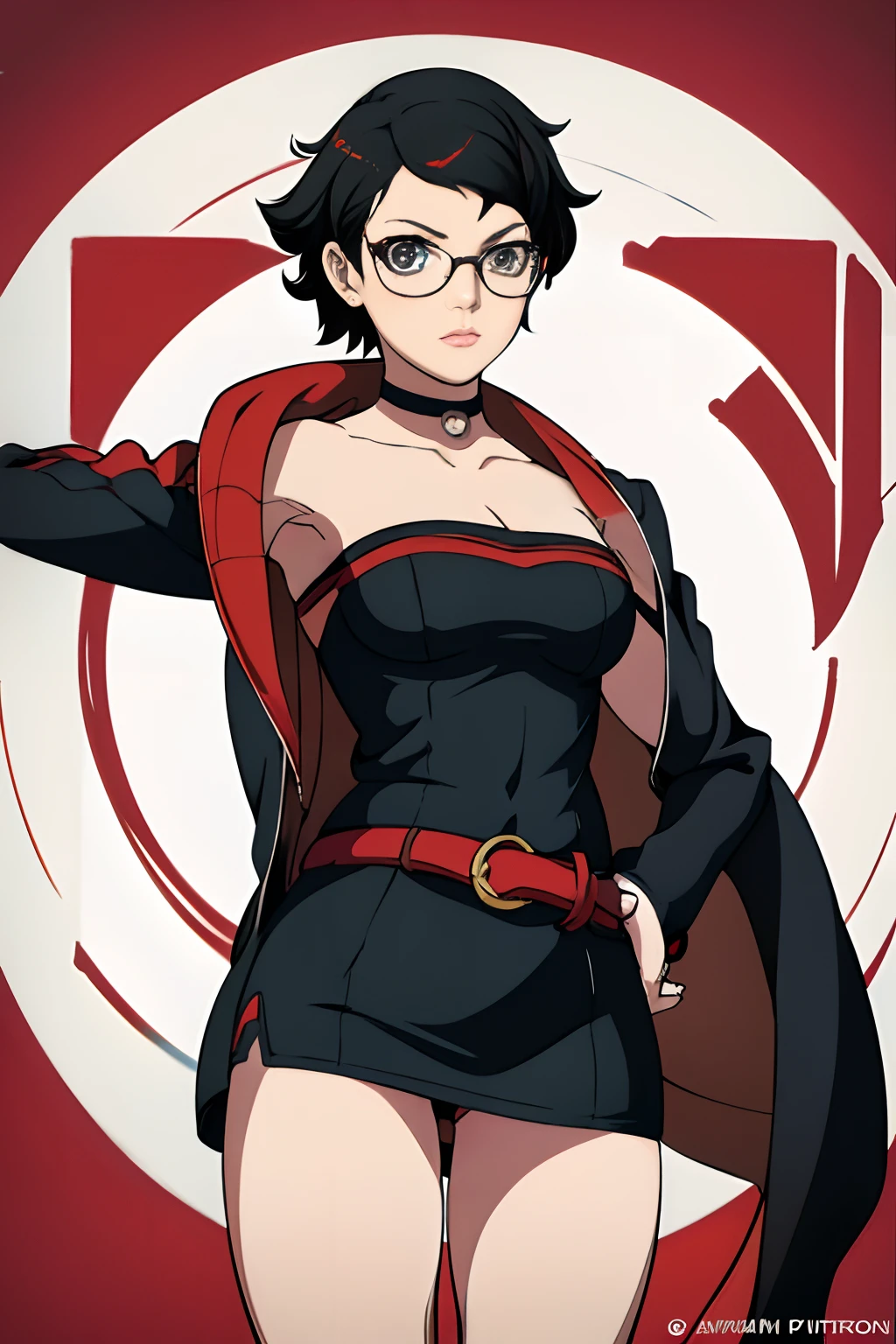 anime girl in a short dress and glasses with a red cape, persona 5 art style wlop, style artgerm, extremely detailed artgerm, ! dream artgerm, ig model | artgerm, female protagonist 👀 :8, realistic anime 3 d style, artgerm portrait, anime styled 3d, realistic anime artstyle