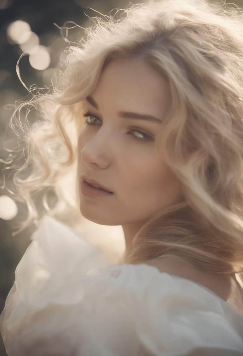 (Dynamic Angle:1.3),extreme close - up,Windy,Movie Highlights,1girl in,Upper body,Dusting,Looking at Viewer, Violet_Evergarden, Solo, Jewelry, blank eye,brooches, Blonde_hair,( Vevry Long Hair:1.2),Floating hairlong_sleeves, bow ribbon, Blue_Eyes, Jacket, Dress, Pedras preciosas, hair_bow ribbon,skyporn, Depth_in the_field, Close view of flying petals,