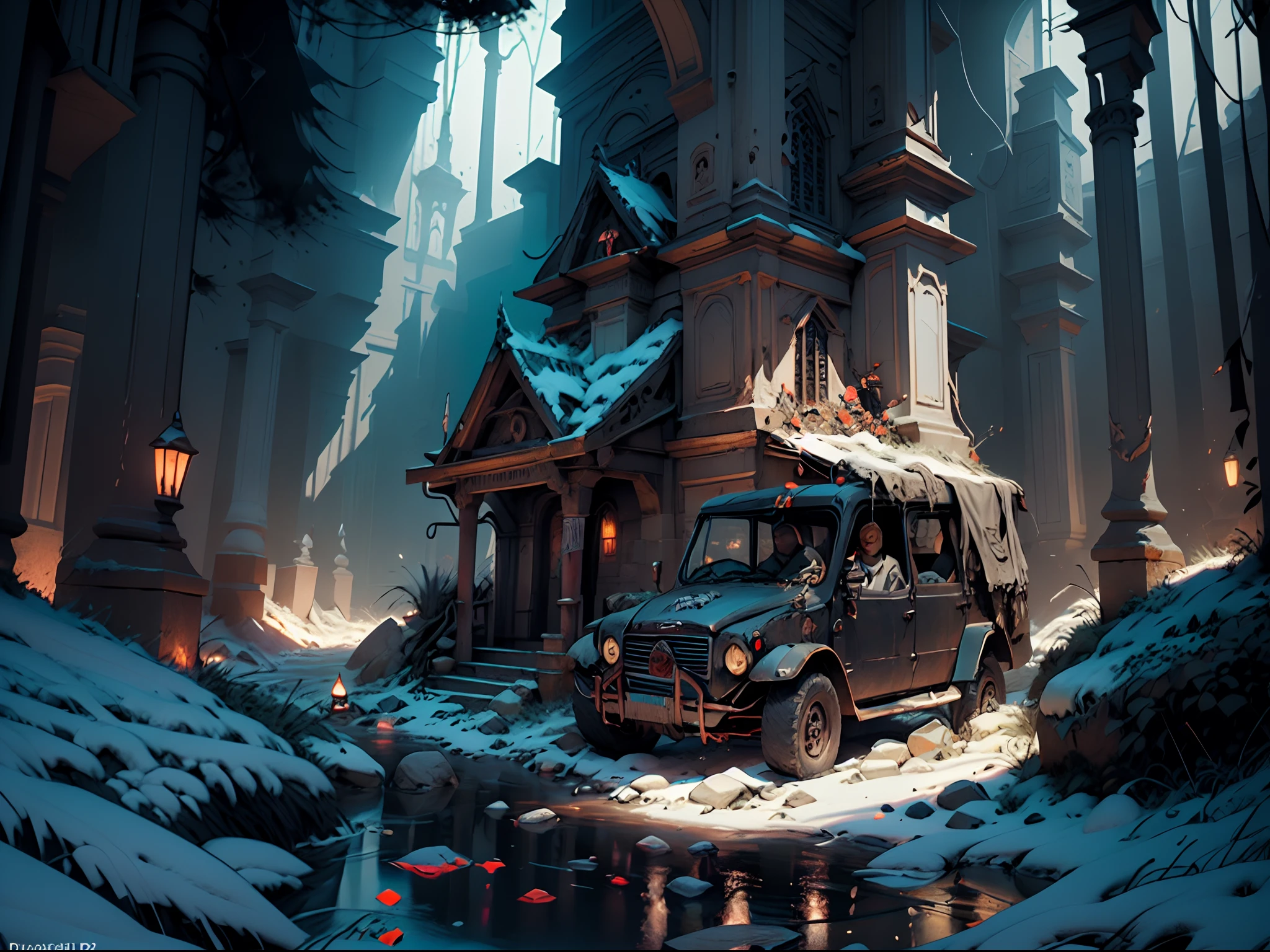 1_Fantastic landscape, Vampires another world, vampire chronicles Brian Lumley, Gustave Dore, Divine Inferno by Dante Aligheri, Italian Renaissance, great art. Magic and cyberpunk mixed together. Warm range of colors, contrasting light with cold side lighting, expressing volume and shape, high-quality 3D visualization, render, masterpiece. highest quality, skull bone background, horror style, darkened, grainy, hazy.
2_Mountains, crevices, failures, dark textured silhouette of an ancient abandoned city, ancient Rome, Antiquity, ancient Indian temple architecture, Tomb of Kali, Tiamat, ancient dark Gods, high-quality 3D modeling, dark landscape image, knives, skulls, bones, dead bodies, Warrior Darkness, angel of the underworld.
3_High image quality, 4K | Ultra HD | Full HD, cinematic rendering, 3D visualization - a masterpiece, TOP computer graphics ART. 8K rendering unity, motion capture, dark lighting, heavy shading, and great detail. (Vivid, Photorealistic, Realistic, Dramatic, Dark, Sharp Focus, 8K). Highly detailed textures, materials, stone, metal, corpse decomposition, bones, and skulls. Texture, high quality, (shades of gray, red, black, elements, metallic luster), Architecture, magical amulets, ornaments, cabalistic symbols. Film grain, dust, and airborne particles.
4_ Background environment; The Underworld - Hell, the River Styx, Souls of dead sinners, gorges with hot magma, red light, in a dark grotto, Darkness)!. Studio light, side light, a contrast of cold shadows and warm golden light, bodies of the dead, dark dust, sulfur, whirlwinds of dead souls.