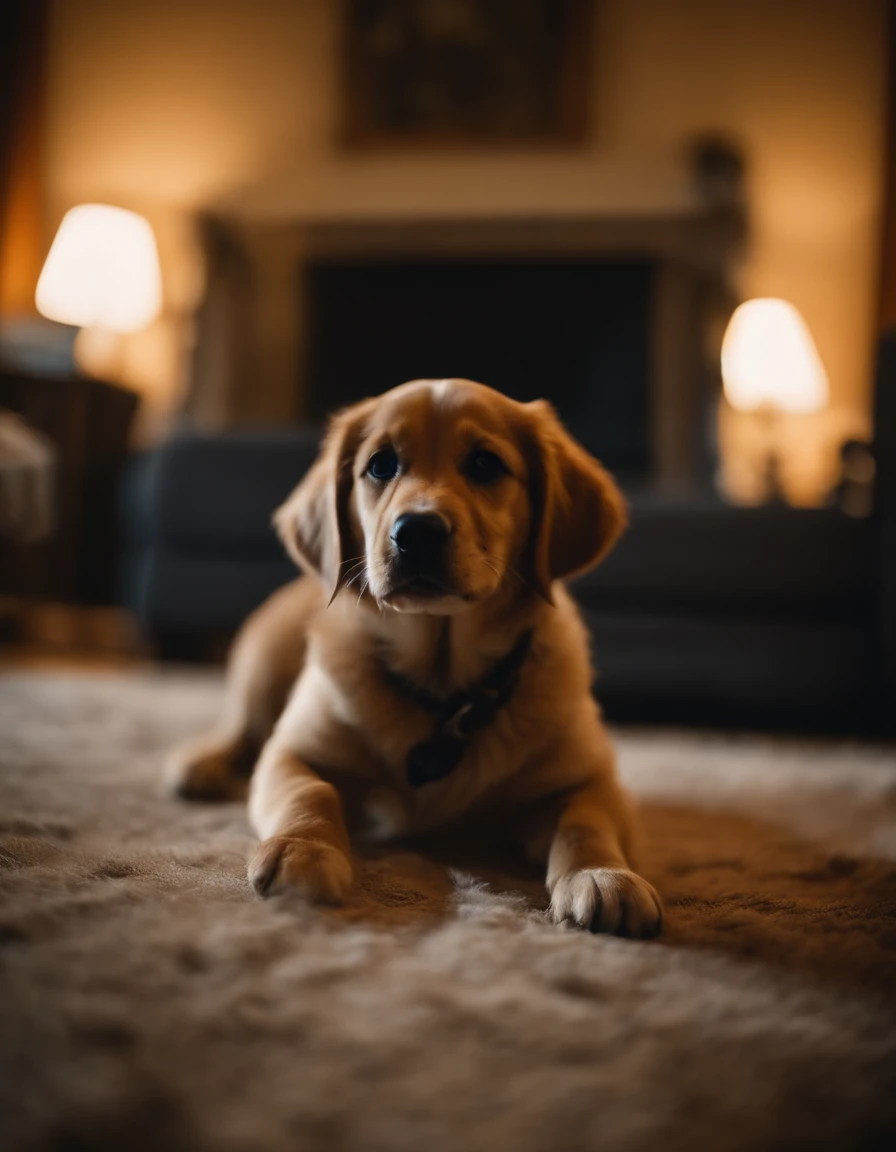 pupy playing around the house