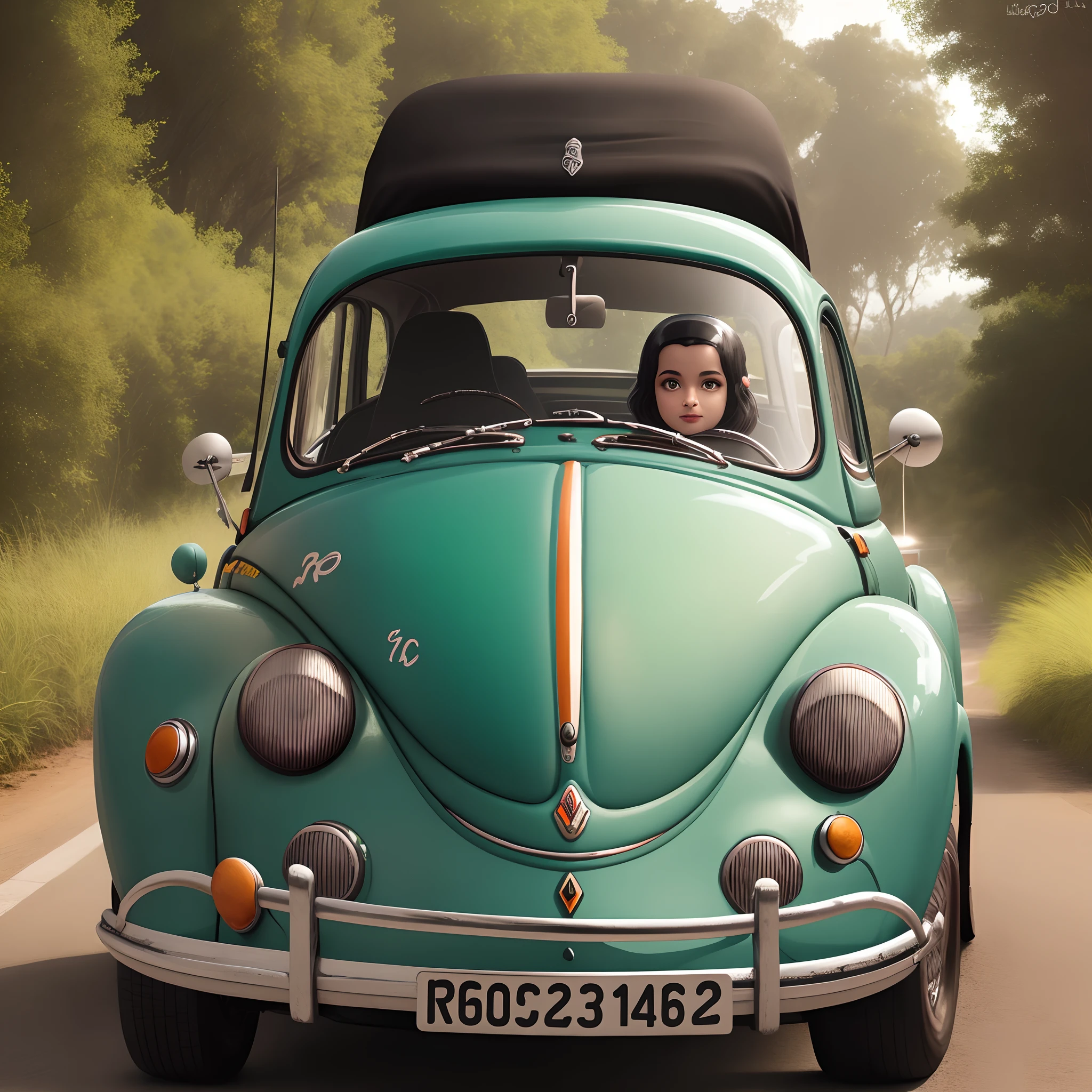Fusca verde com roda preta