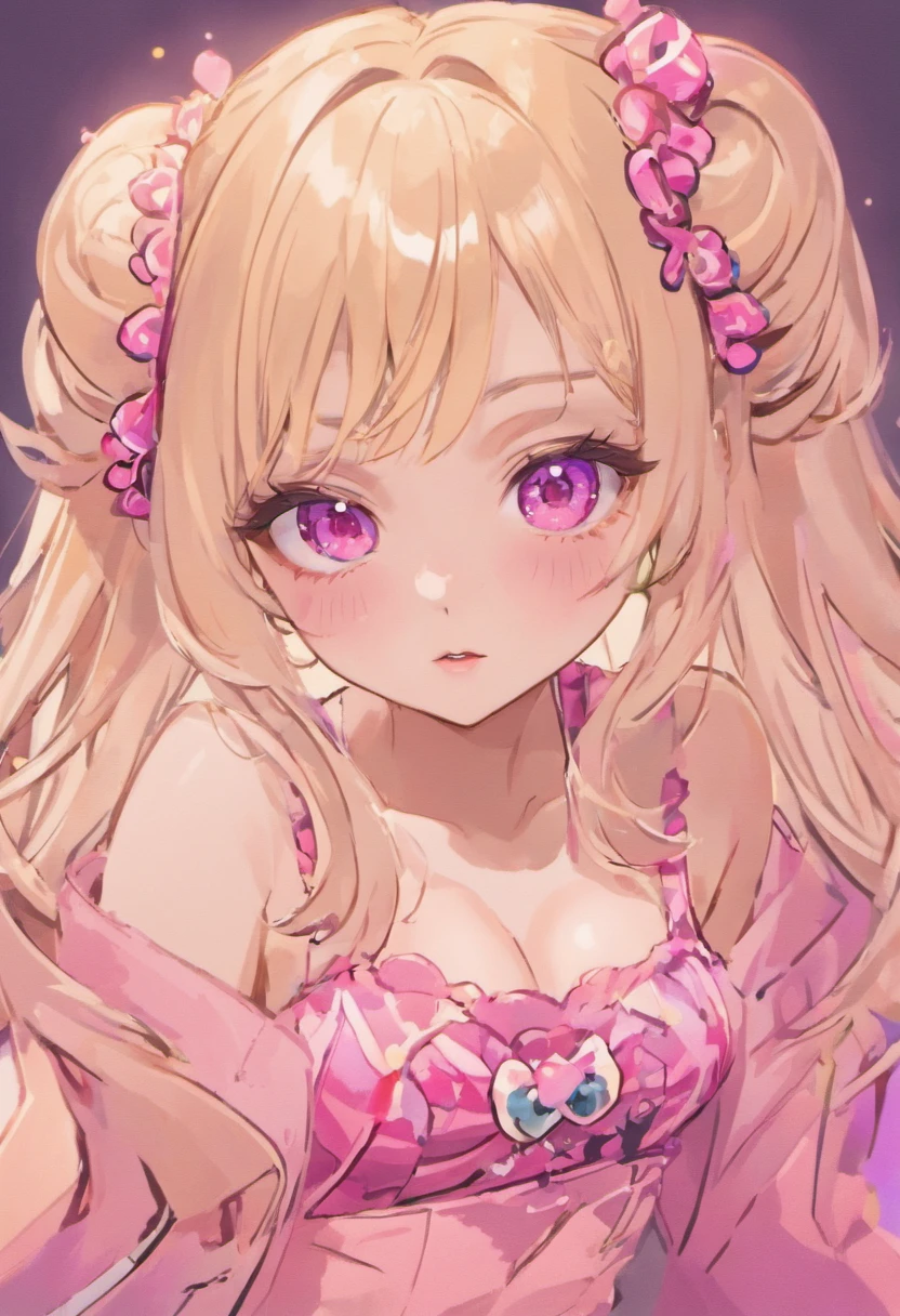 tanned skin , tan , volumes of blonde hair , "Gyaru is a vibrant and eclectic Japanese subculture that is synonymous with bold, eye-catching fashion and makeup. This style is characterized by its daring and glamorous aesthetic, often featuring elements such as: Tanned skin: Gyaru individuals frequently sport a sun-kissed tan, achieved through artificial tanning or makeup techniques. Dramatic eye makeup: Gyaru makeup focuses on creating large, expressive eyes with heavy eyeliner, false lashes, and vibrant eyeshadows. The goal is to make the eyes appear doll-like and captivating. Wild hairstyles: Gyaru hairstyles are diverse but commonly include voluminous, teased hair with colorful extensions, curls, or waves. Hair colors range from blonde to vivid pinks and purples. Flashy clothing: Gyaru fashion is known for its bold and flashy choices, including mini skirts, crop tops, platform shoes, and accessories like oversized sunglasses, bows, and statement jewelry. Nail art: Elaborate and decorative nail art is a crucial aspect of the gyaru look, with colorful, intricate designs adorning long acrylic nails. A playful attitude: Gyaru individuals often exude a confident and playful demeanor, embracing a carefree attitude and enjoying nightlife and social gatherings.