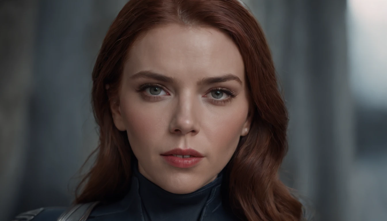 (masterpiece), (best quality), (photorealistic:1.3), 8k, detailed skin texture, detailed cloth texture, beautiful detailed face, intricate details, ultra detailed, scarlett johansson, Black Widow in the style of the Captain America, straight red hair, (full-length body:1.2)