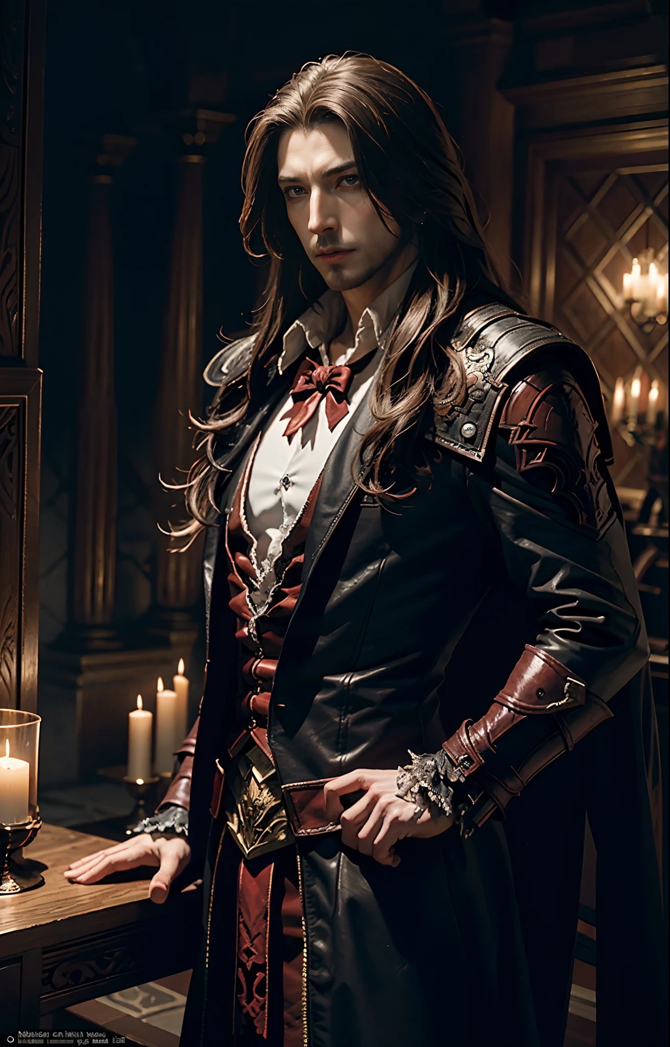 Castlevania Lord of the shadows hyper realistic super detailed Dynamic shot master piece of lord Dracula handsome muscular légendaire