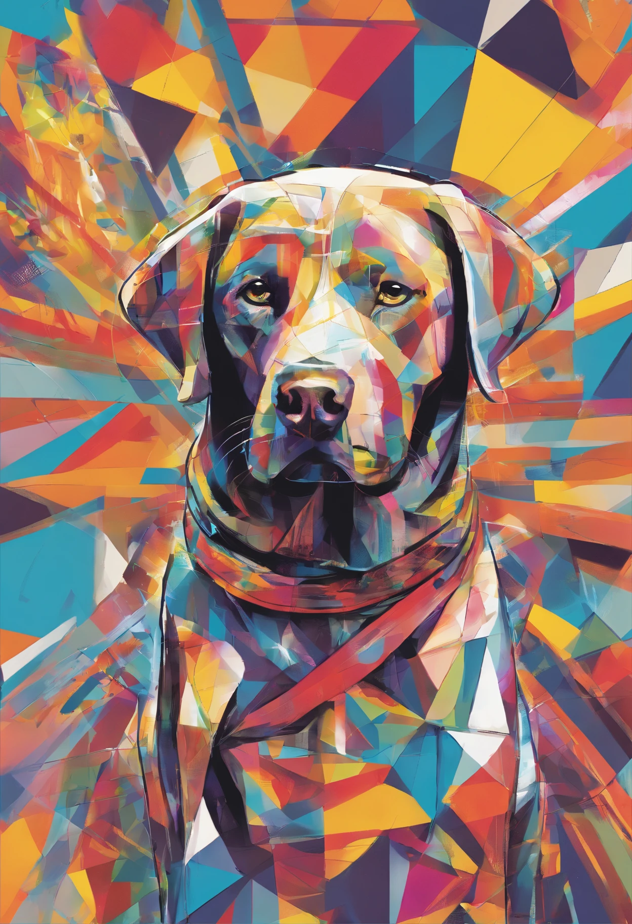 (cachorro labrador  ),(melhor pose),(best angle), (better expression), Eduardo Kobra acolchoamento ,multidimensional geometric wall PORTRAIT, arte, Chibi,Yang08k, lindo, Colouring,