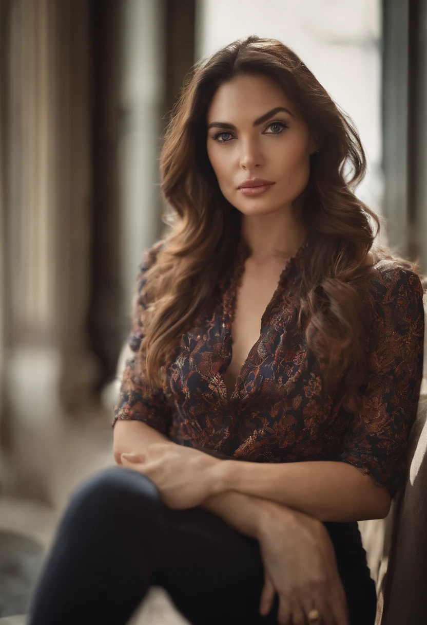 (best quality, masterpiece, colorful, dynamic angle, highest detailed), full body photo, Igirl sitting on arm chair, crossing legs, fashion photography of sexy woman, (ultrahigh resolution textures), in dynamic pose, bokeh, (intricate details, hyperdetailed:1.15), detailed, light passing through hair, colorful art background, (official art, extreme detailed, highest detailed),