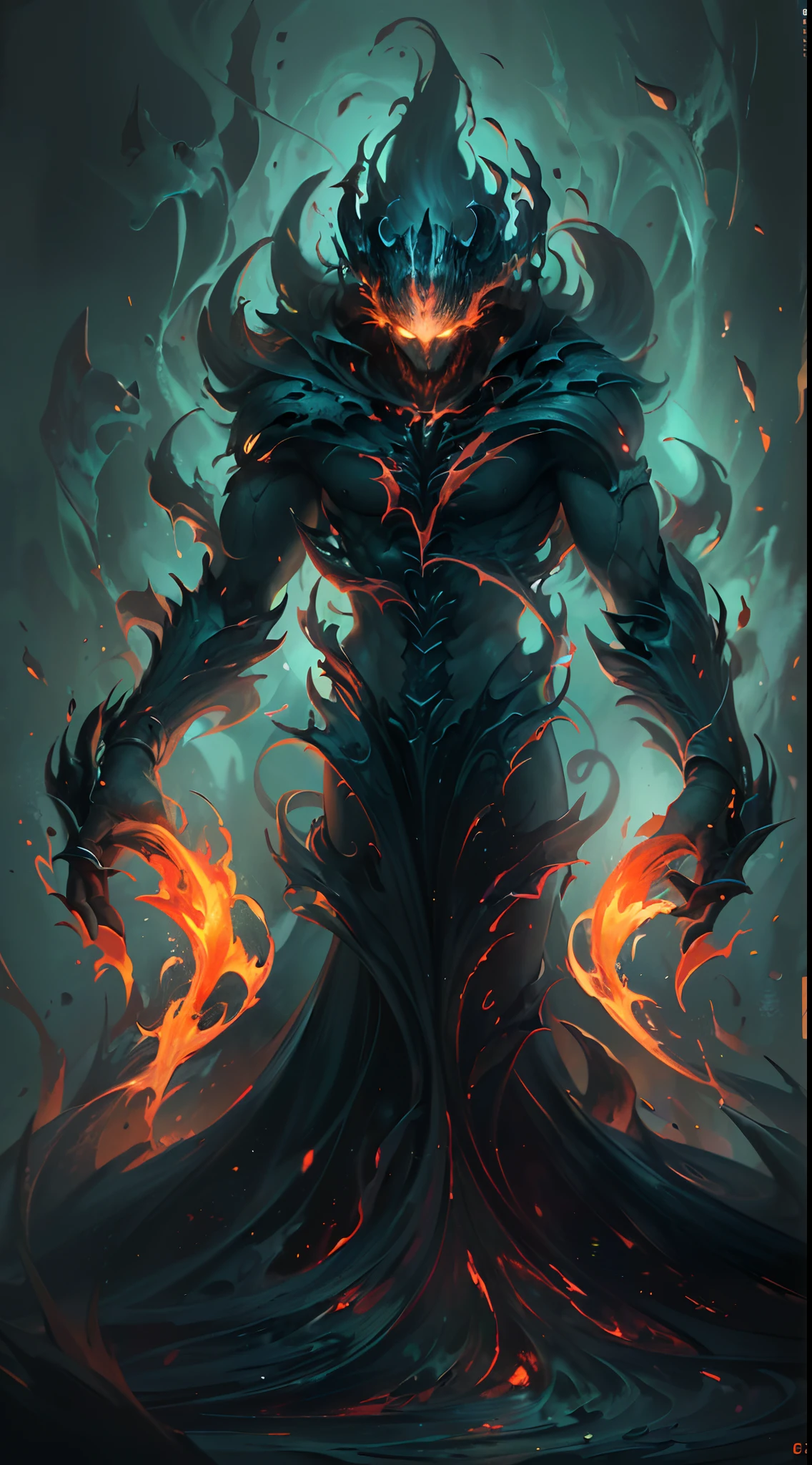 ((Best quality, 8K, Masterpiece: 1.4)),((Amazing detail: 1.3)),((illustration: 1.2)),((high resolution: 1.1)),Eldritch,flame elemental, fire demon, luminous fire elemental,Empty background,astral,Viscous liquid,Colorful, vapor, Dark style, Dark fantasy, Perfect hand,Murderous face,