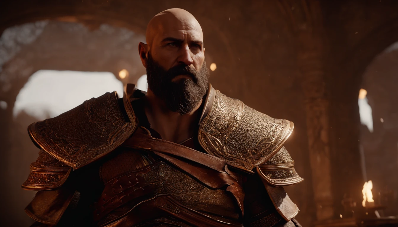 um homem com uma coroa e uma barba ao lado de um homem com barba, filme ainda de god of war, Elden Ring Cinematic Lighting, cinematic unreal engine 5, unreal engine 5 render dramatic, ainda de um filme de fantasia, Unreal Engine 5 altamente renderizado, with cinematic lighting, Unreal Engine 5 4 K UHD imagem, Unreal Motor 5 », Cinematic Shot!