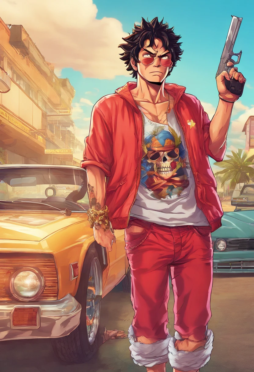 hyperrealistic), (illustration), (high resolution), (8K), (extremely detailed), (best illustration), Luffy, one piece, gear 5