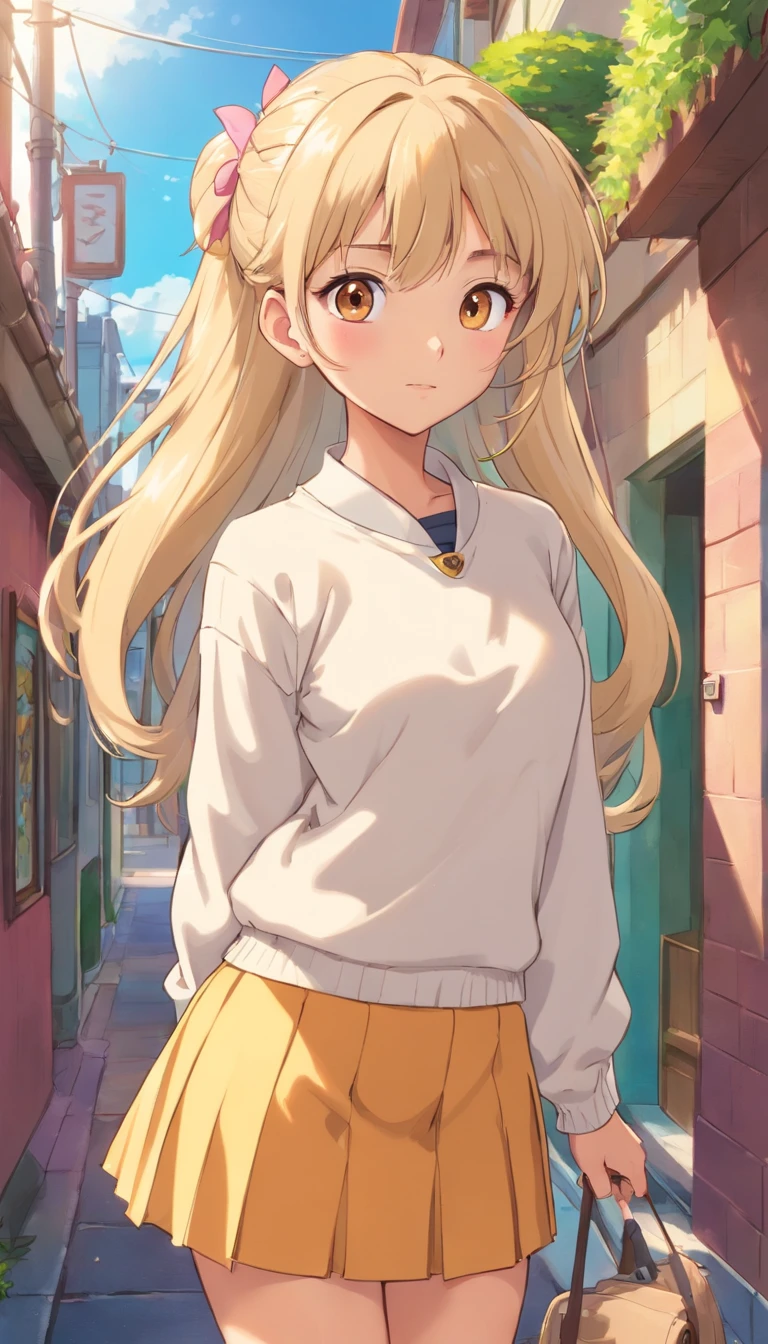 tan , tanned skin , dark sun tan , tan skin , tan skinned blonde hair , beige school , jumper , gyaru ,gyaru , 90s japan ,90s japan fashion , 2000 japan ,2000 , retro asthetic , colourful contacts flashy glasses , flash school uniform , tall ,tight skirt ,s smart , curious , tall smart blank faced , tall and profesional