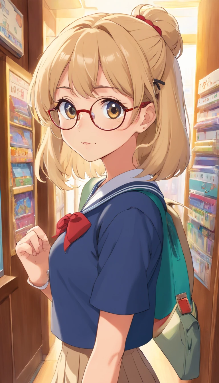 tan , tanned skin , dark sun tan , tan skin , tan skinned blonde hair , beige school , jumper , gyaru ,gyaru , 90s japan ,90s japan fashion , 2000 japan ,2000 , retro asthetic , colourful contacts flashy glasses , flash school uniform , tall ,tight skirt ,s smart , curious , tall smart blank faced , tall and profesional