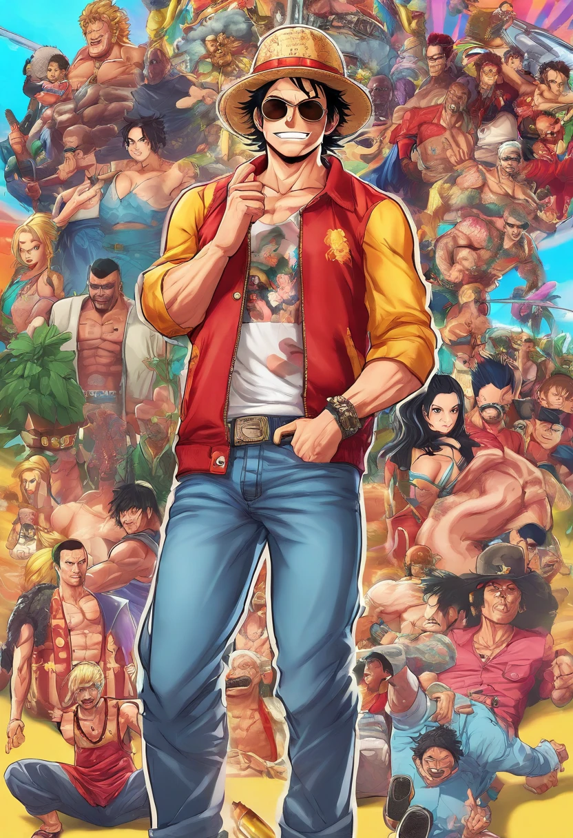 hyperrealistic), (illustration), (high resolution), (8K), (extremely detailed), (best illustration), Luffy, one piece, gear 5