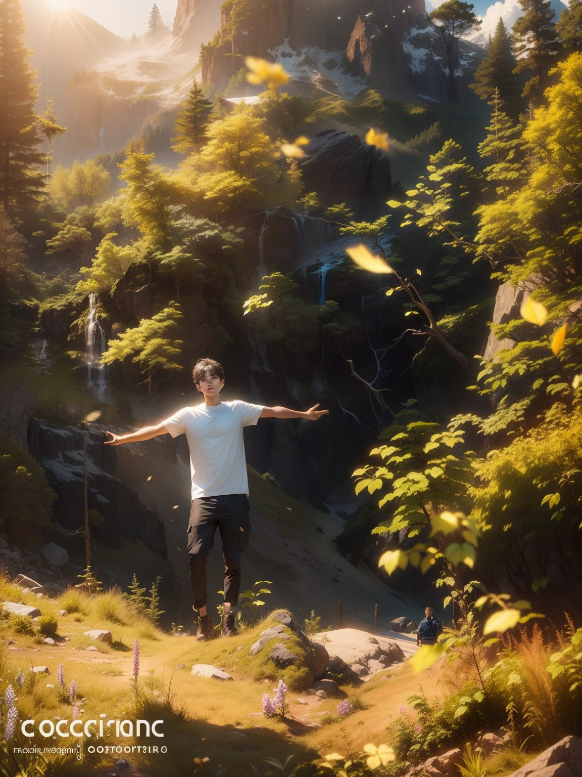 Remove background,  mountain,  sunlight,  cute face, handsome boy