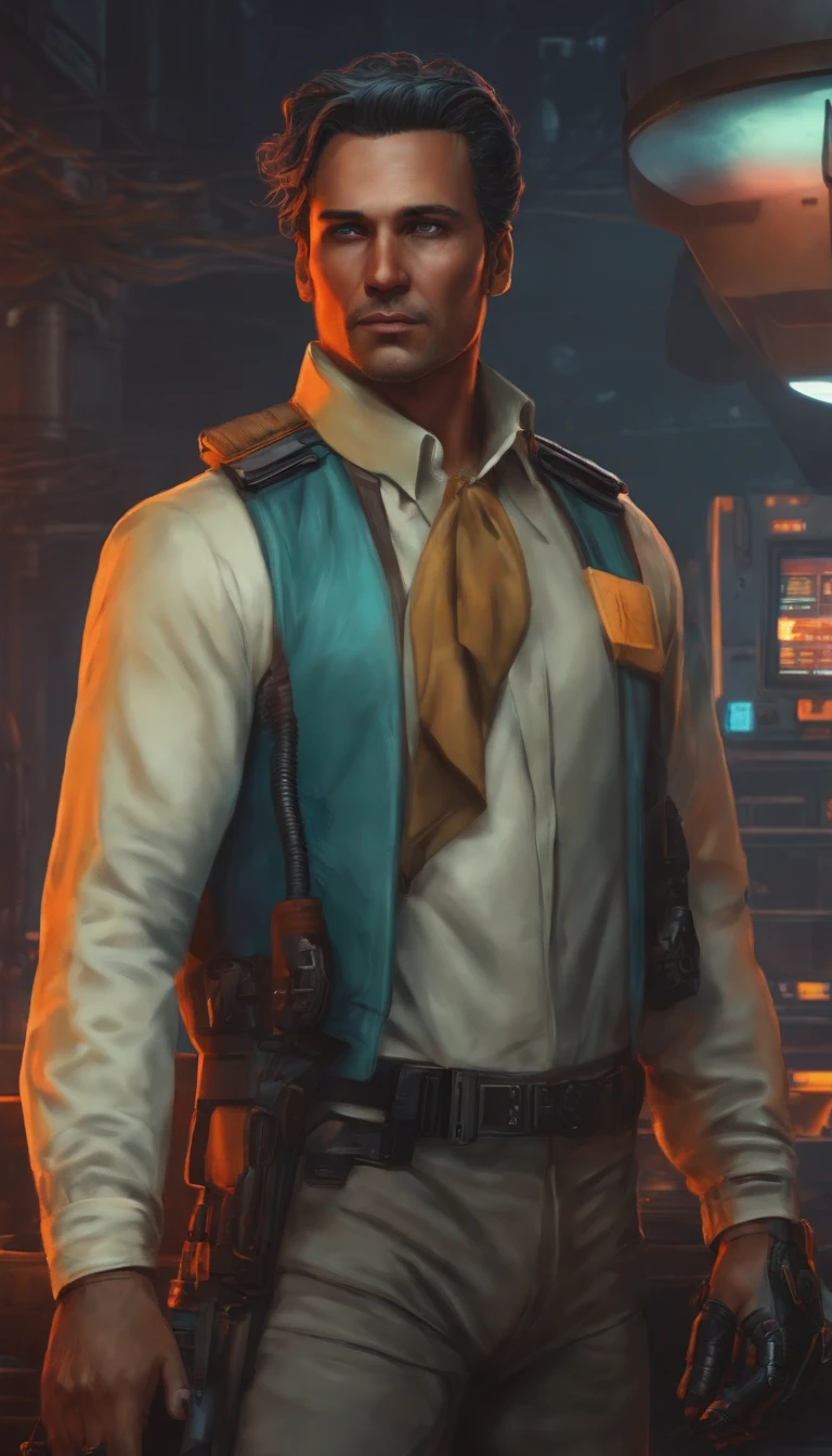 cyberpunk, um homem junto com a personagem Panam Palmer do jogo Cyberpunk