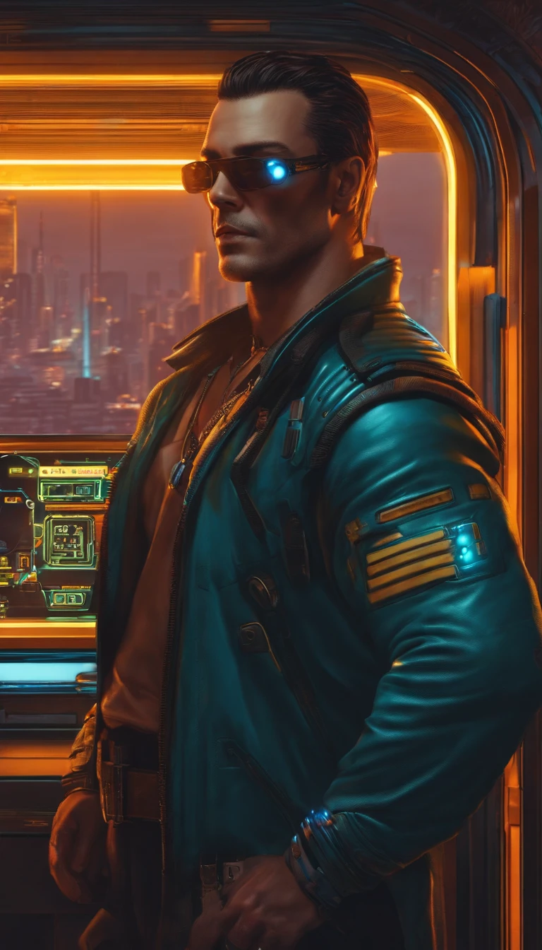 cyberpunk, um homem junto com a personagem Panam Palmer do jogo Cyberpunk