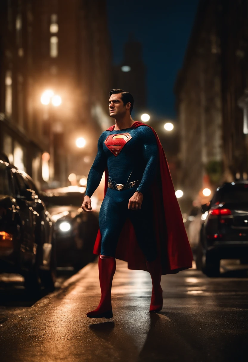 Create a scene where iconic superheroes (superman:1.5), find themselves stuck in a mundane traffic jam while in full costume, discussing their day-to-day struggles
