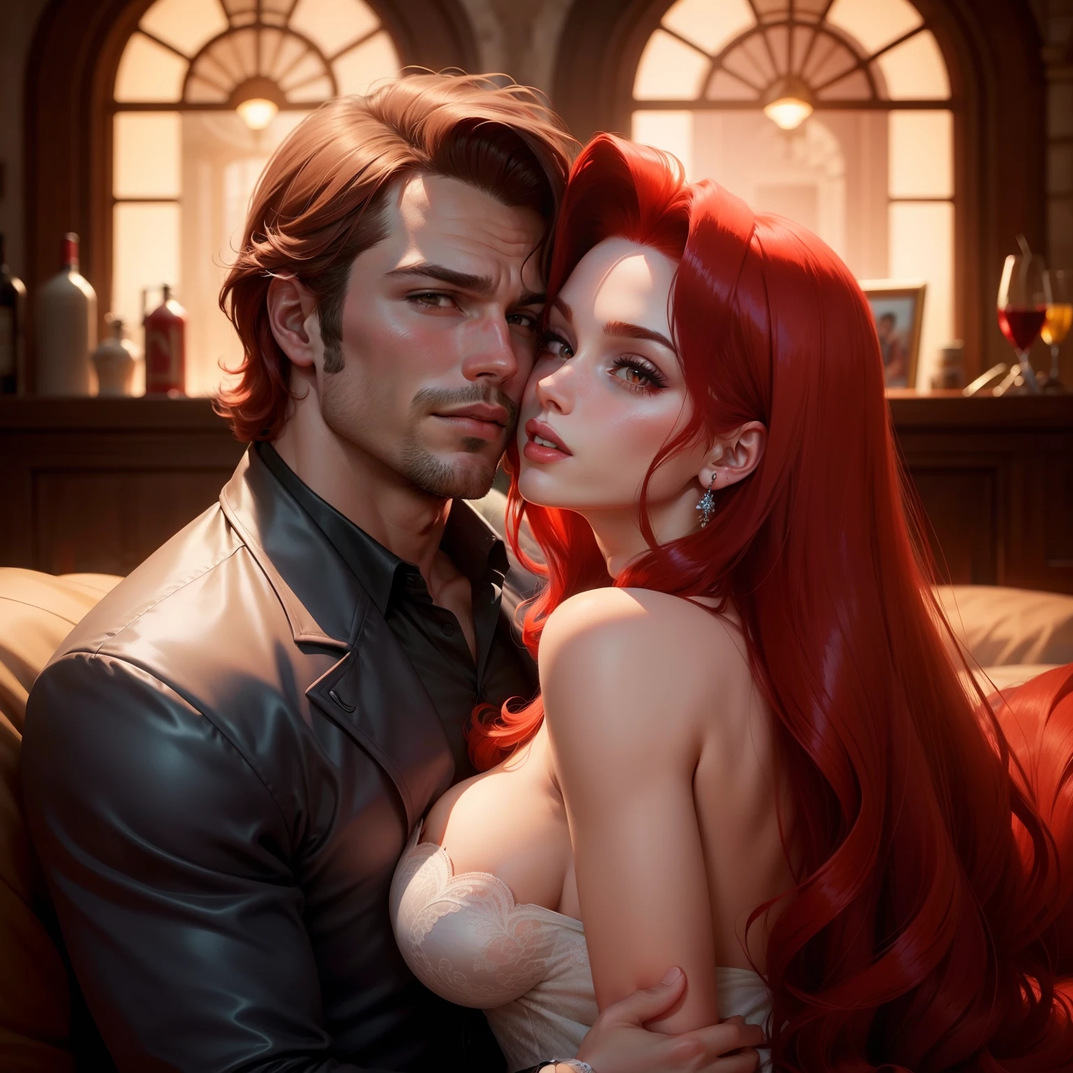 casal lindo, Arthur Morgan, Jessica Rabbit redhead, romantico, beijo, sensual